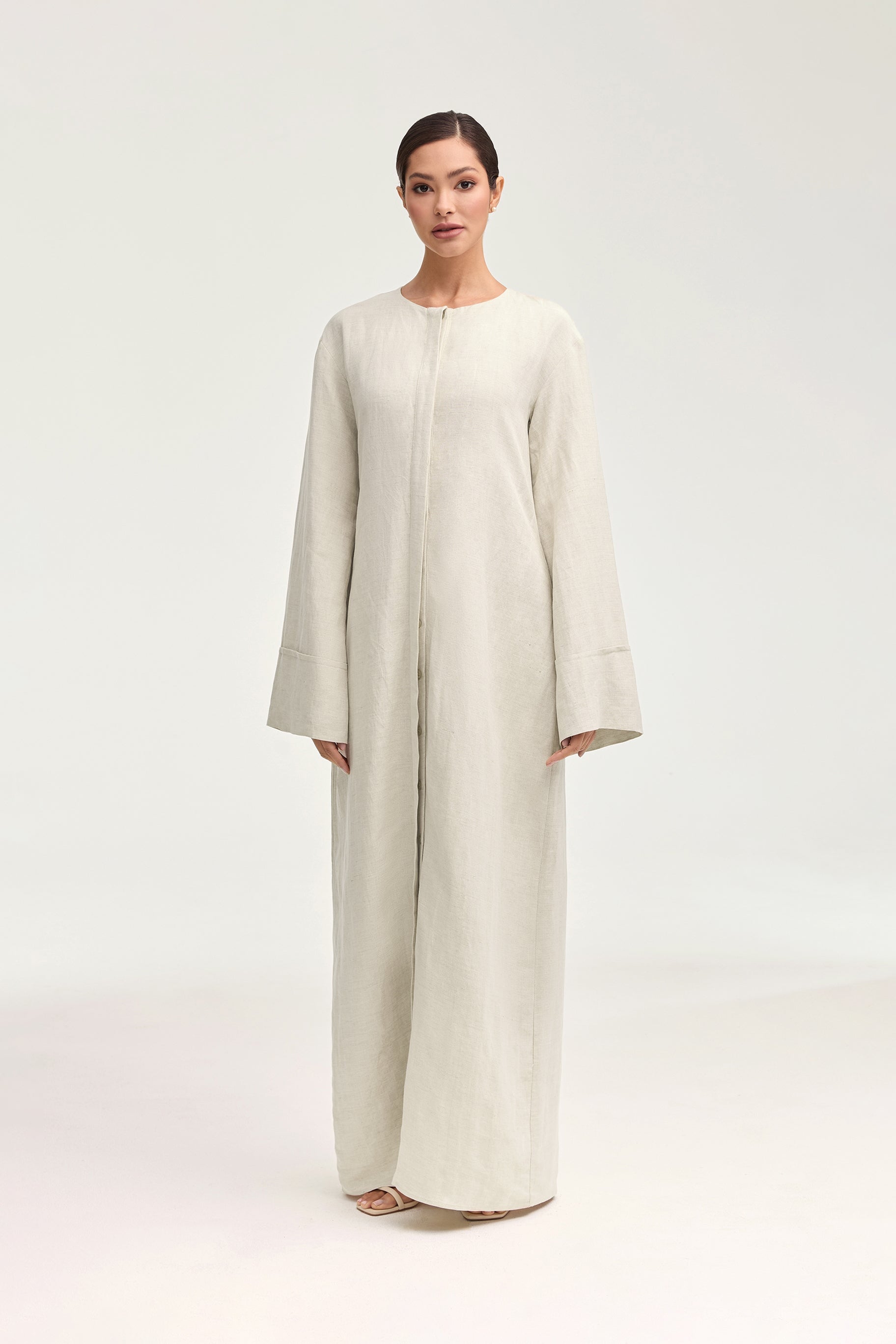 Lana Linen Button Down Maxi Dress - Oatmeal Clothing epschoolboard 