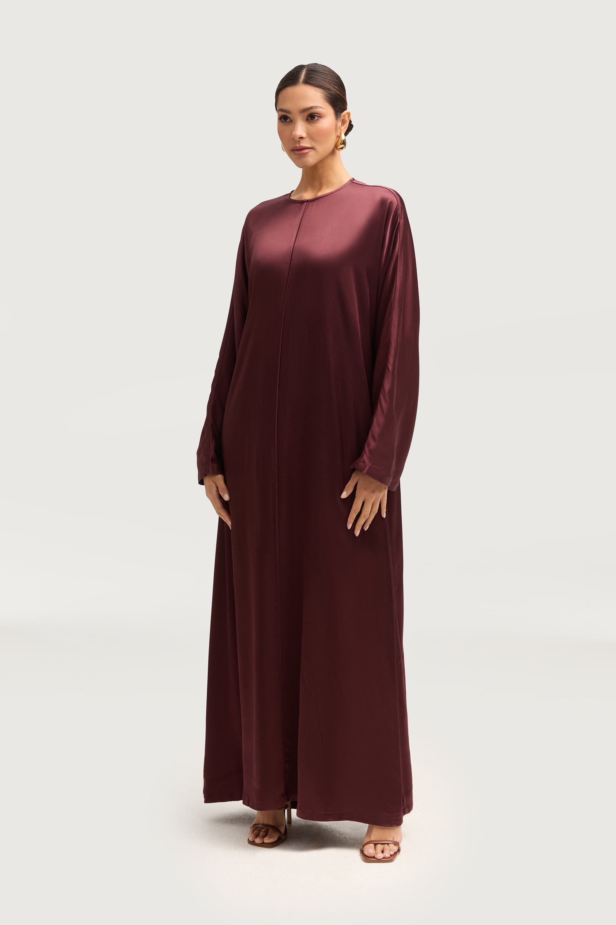 Lateefa Silk Abaya - Blood Cherry Abayas Veiled 