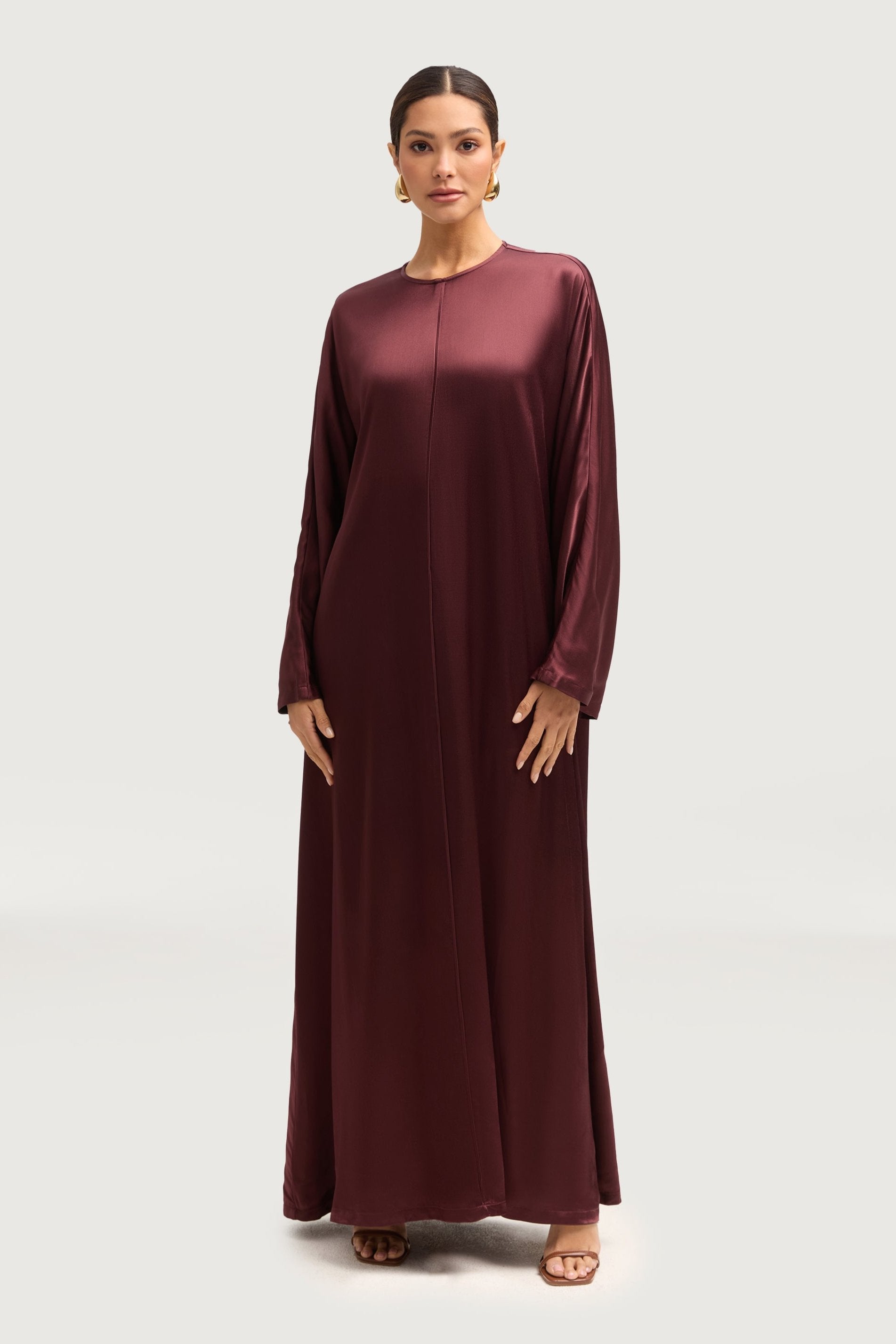 Lateefa Silk Abaya - Blood Cherry Abayas Veiled 