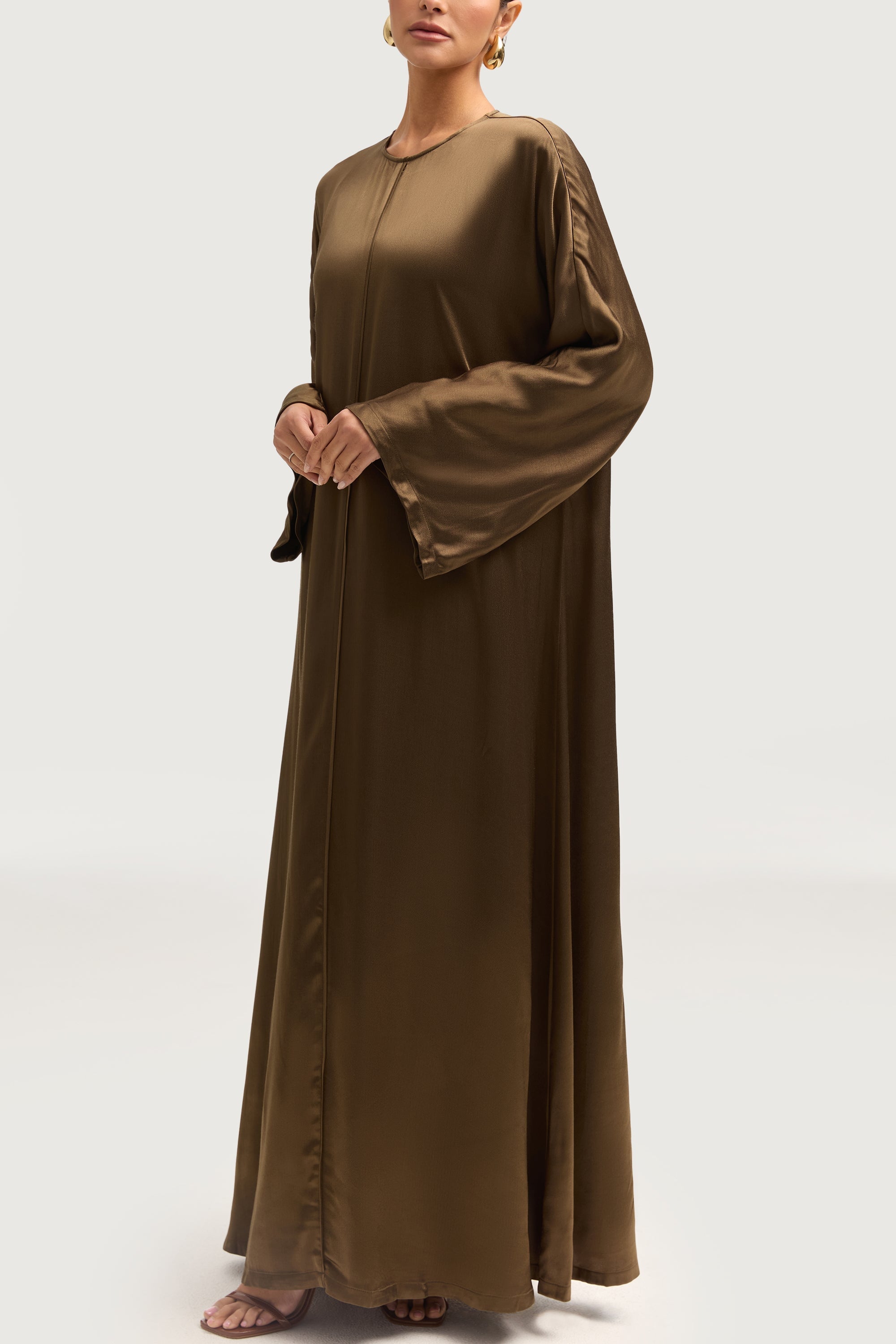 Lateefa Silk Abaya - Olive Night Abayas Veiled 