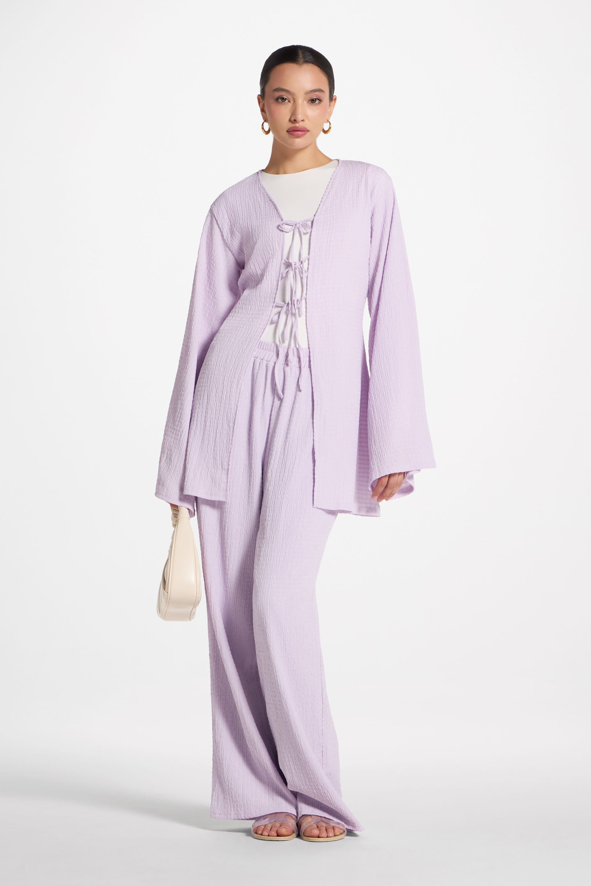 Layla Matching Top & Pants Set - Lilac Abayas Veiled 