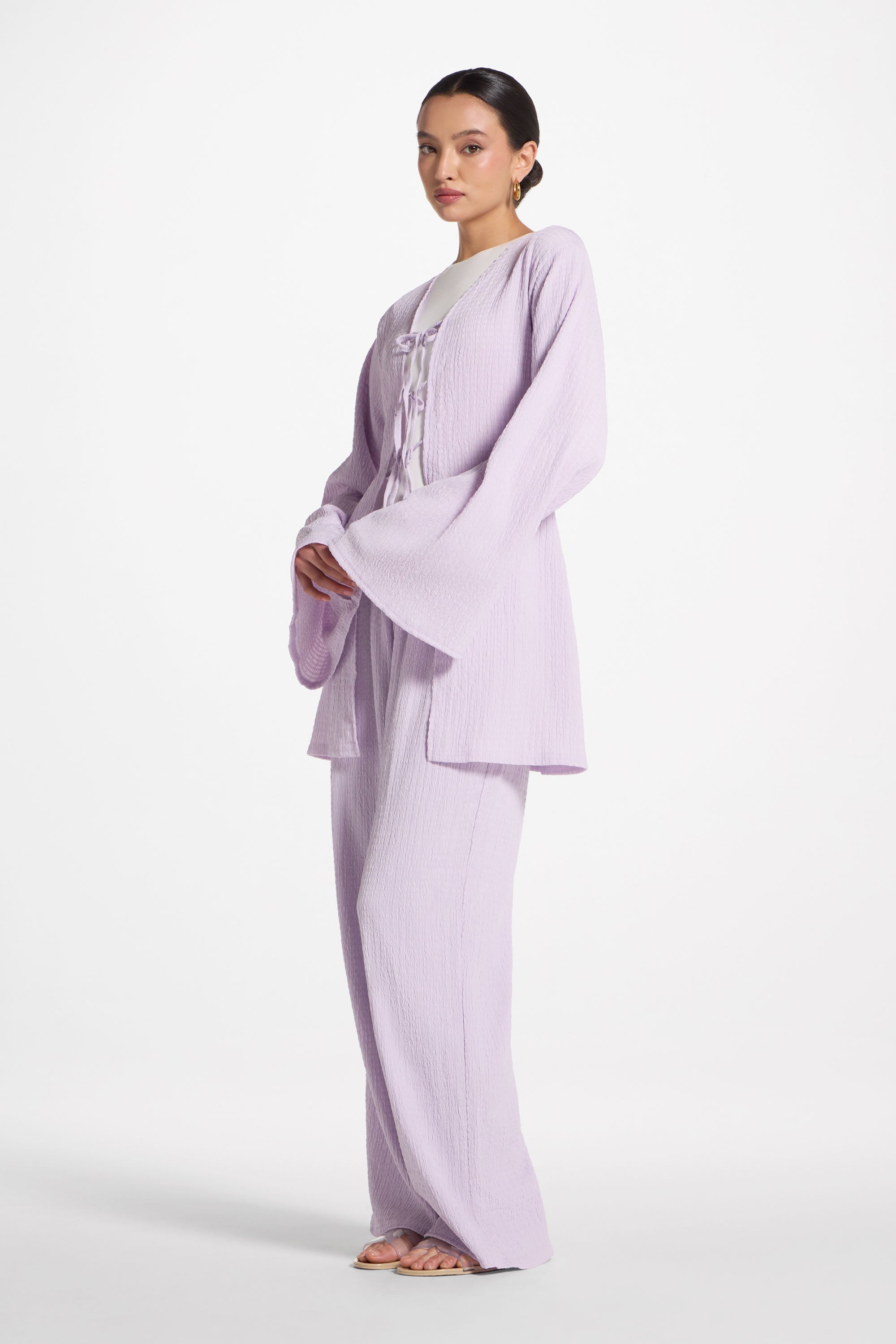Layla Matching Top & Pants Set - Lilac Abayas Veiled 