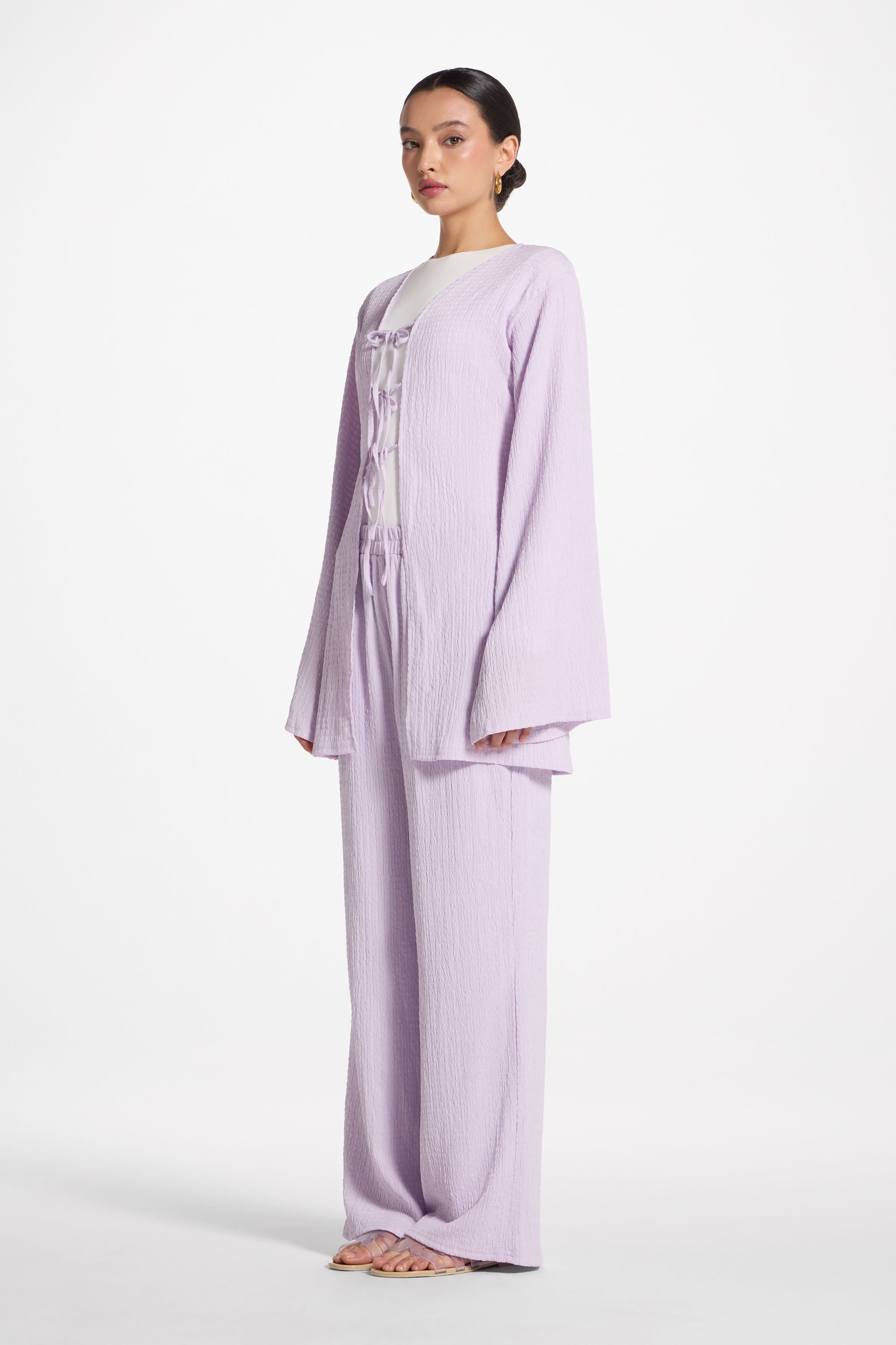 Layla Matching Top & Pants Set - Lilac Abayas Veiled 
