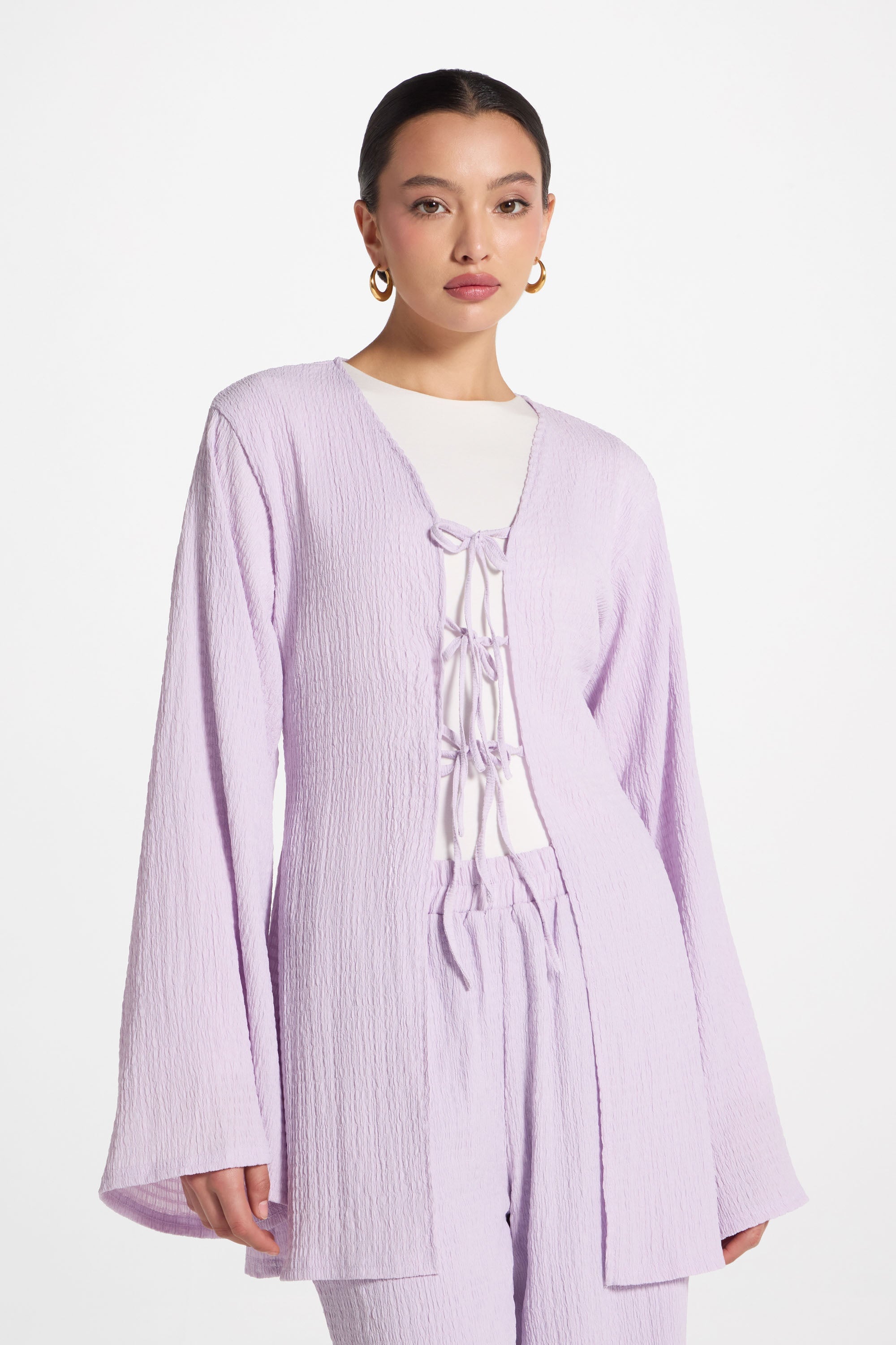Layla Matching Top & Pants Set - Lilac Abayas Veiled 