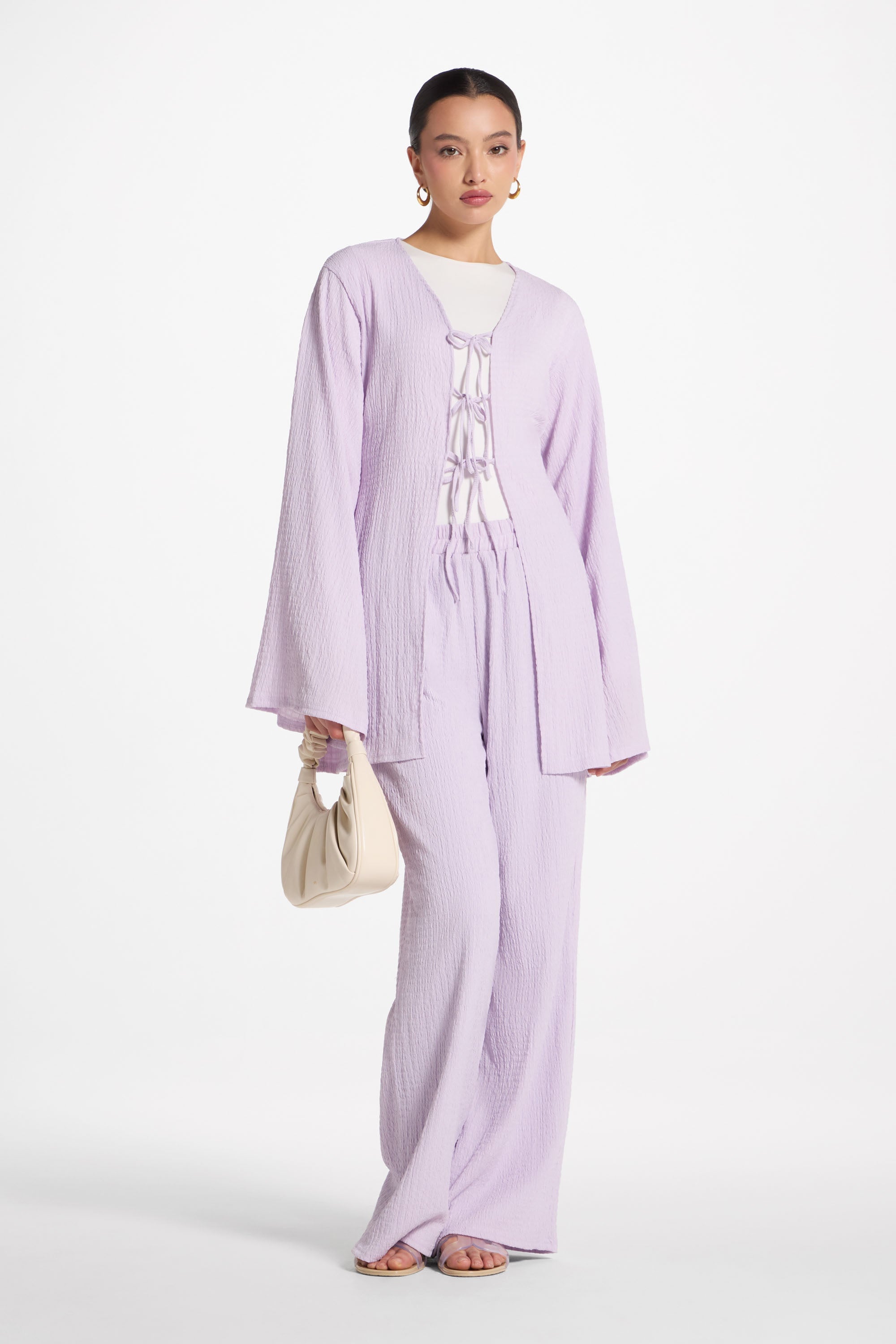 Layla Matching Top & Pants Set - Lilac Abayas Veiled 