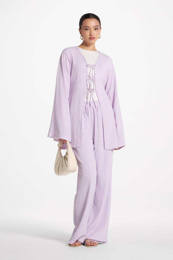 Layla Matching Top & Pants Set - Lilac Abayas Veiled 