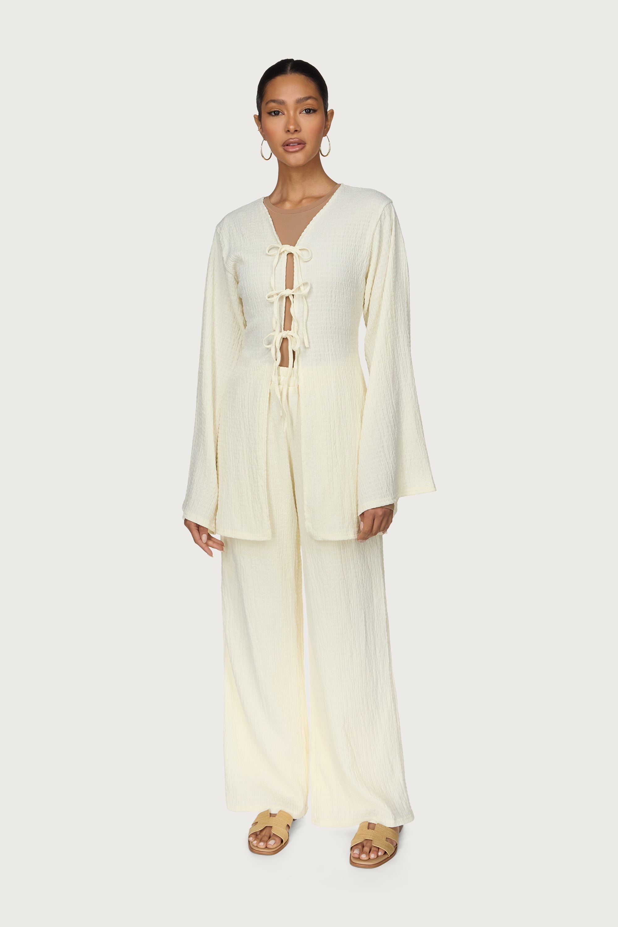 Layla Matching Top & Pants Set - Off White