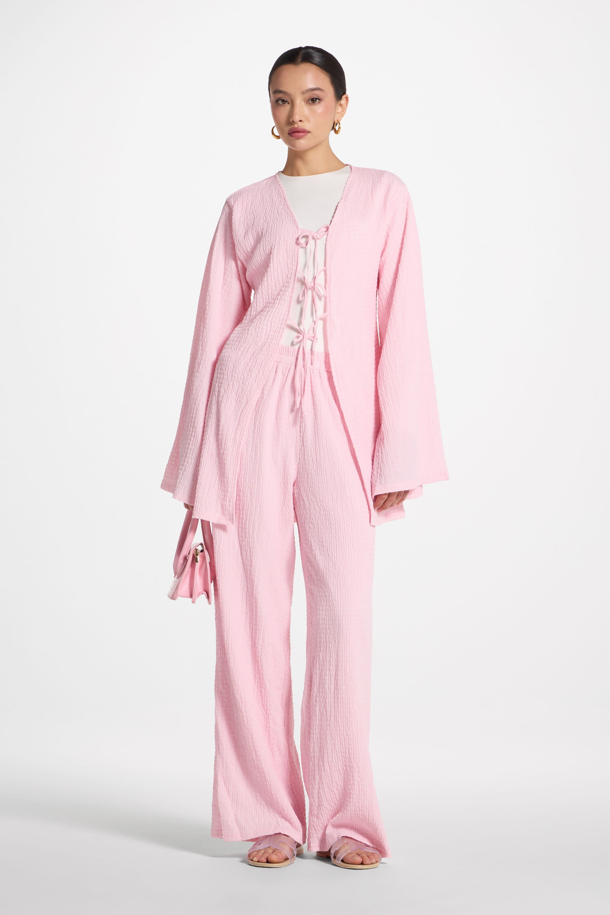 Layla Matching Top & Pants Set - Pastel Pink Abayas Veiled 