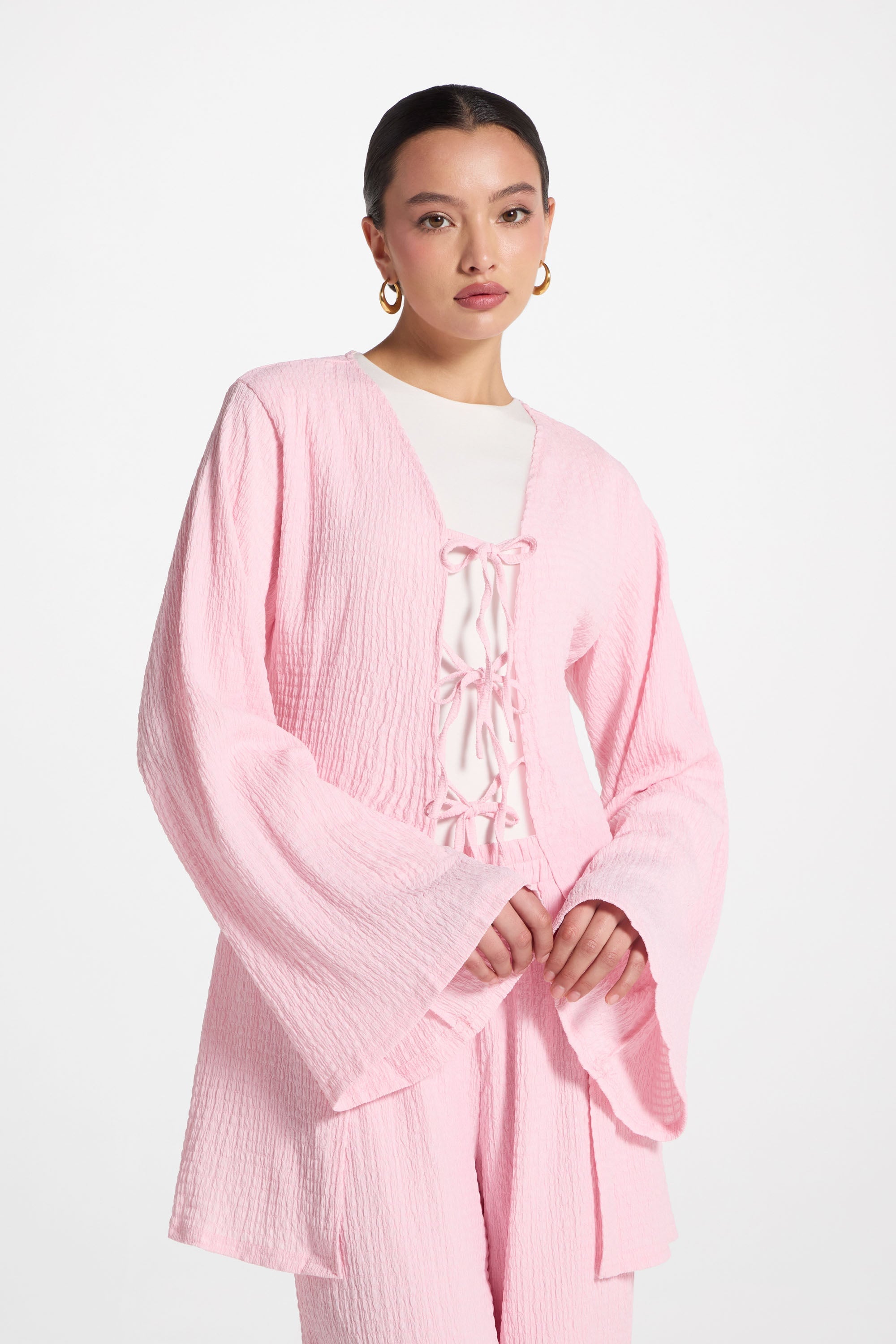 Layla Matching Top & Pants Set - Pastel Pink Abayas Veiled 