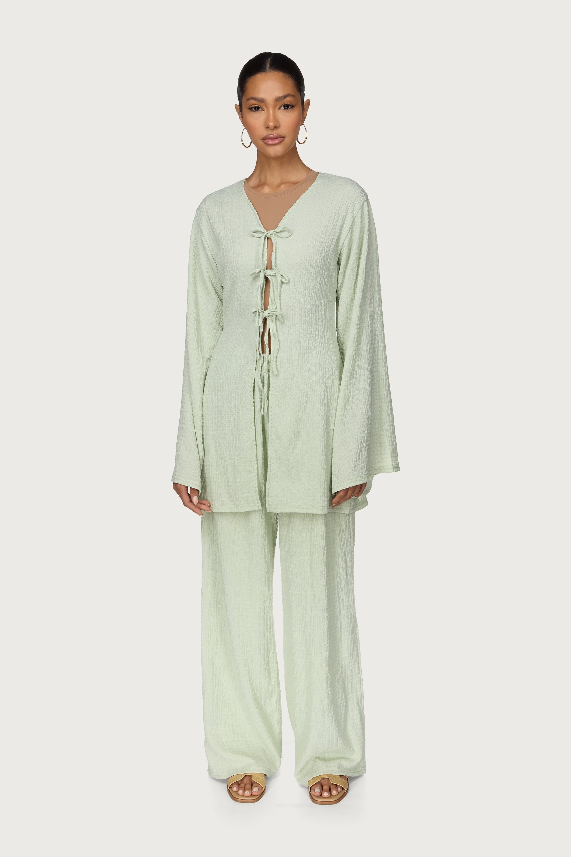 Layla Matching Top & Pants Set - Pistachio Abayas Veiled 