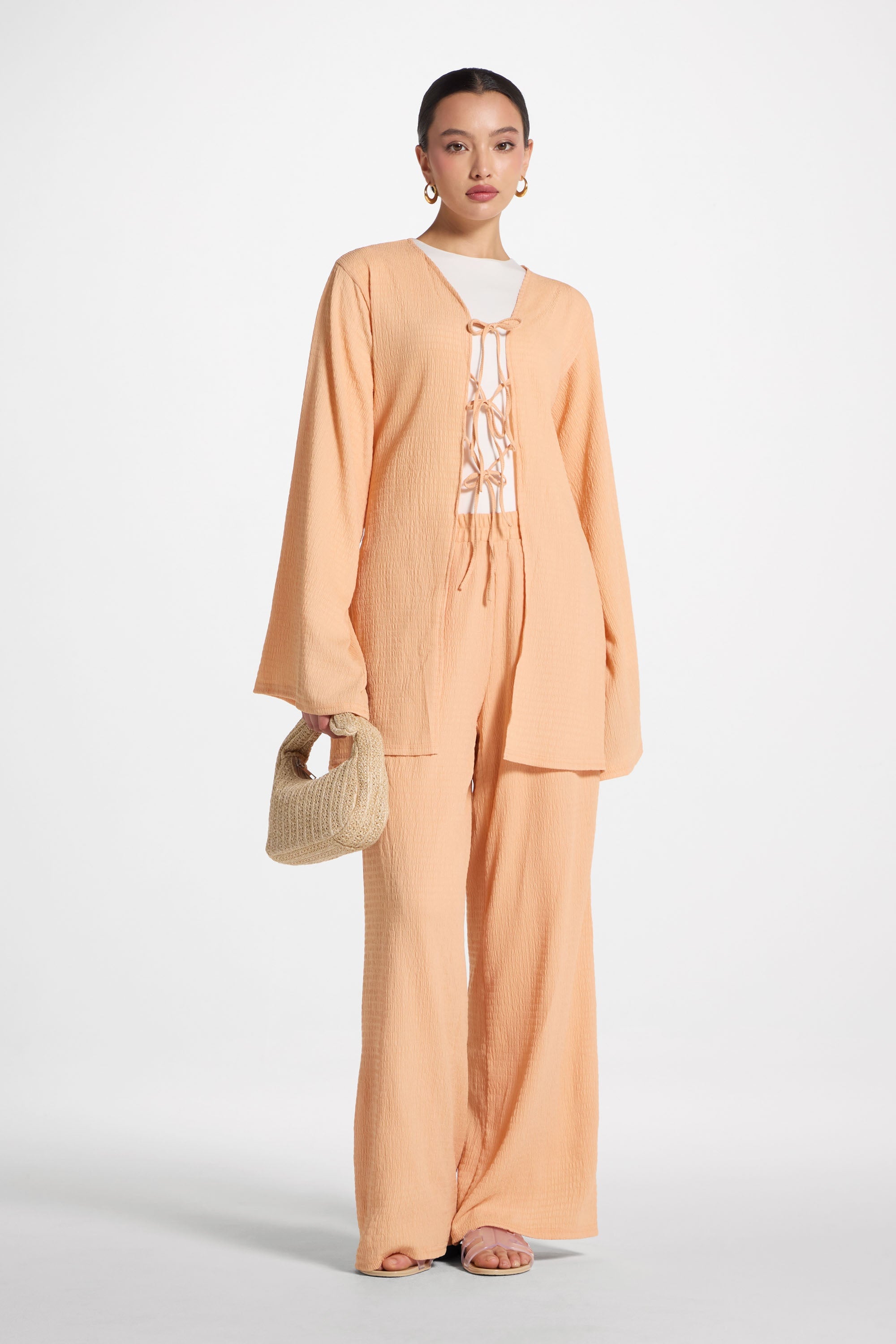 Layla Matching Top & Pants Set - Summer Peach Abayas Veiled 