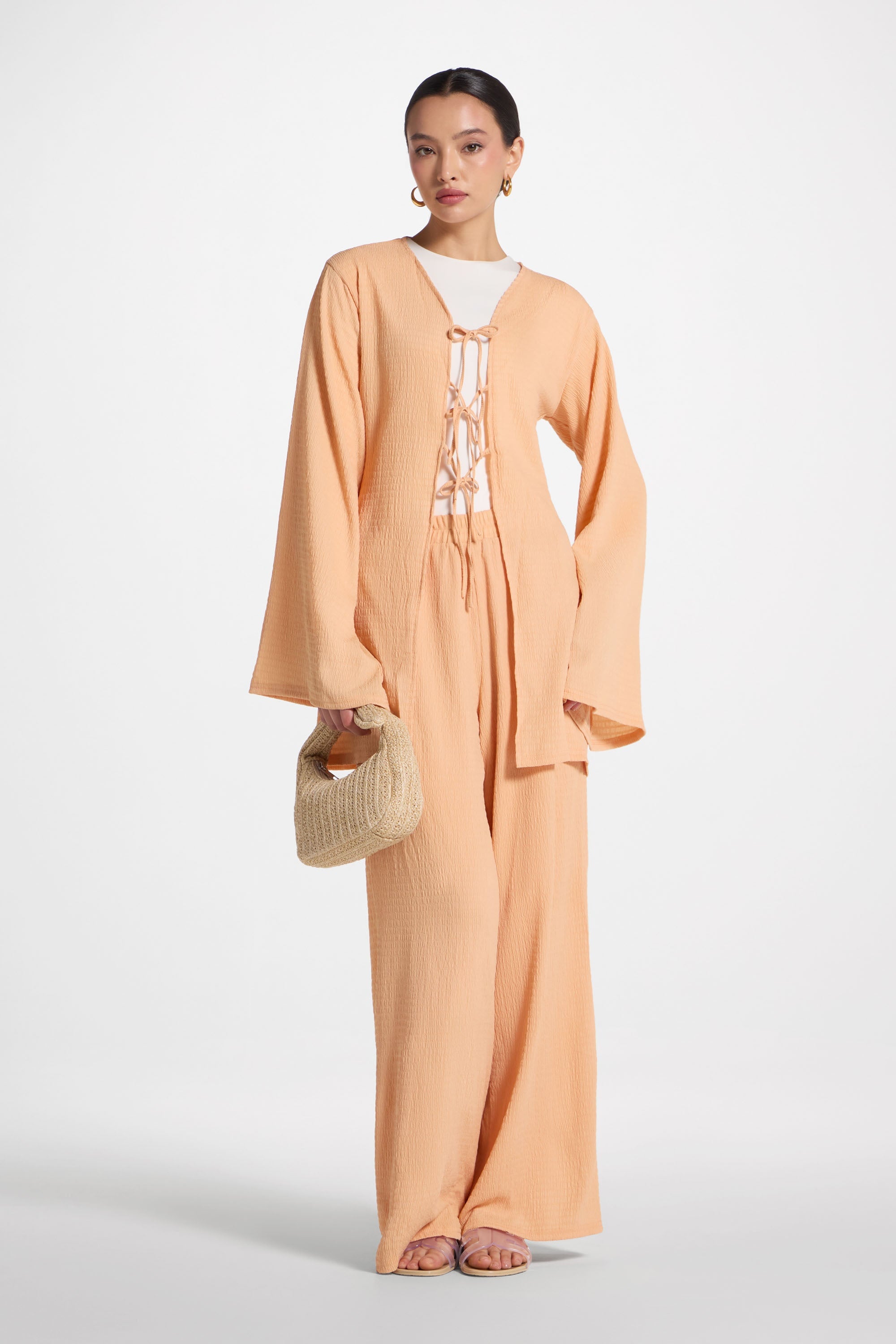 Layla Matching Top & Pants Set - Summer Peach Abayas Veiled 