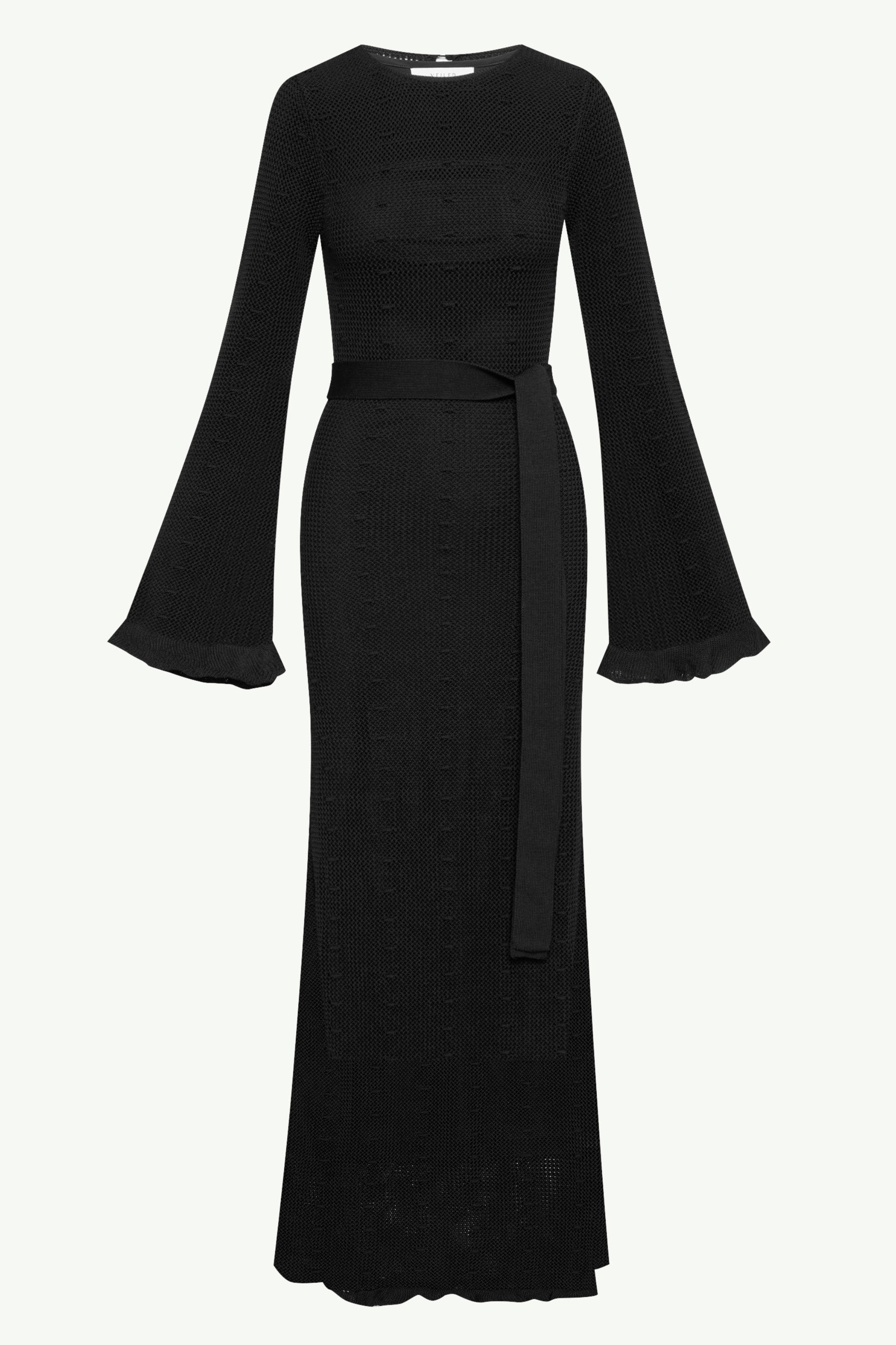 Leilani Crochet Maxi Dress - Black Clothing Veiled 