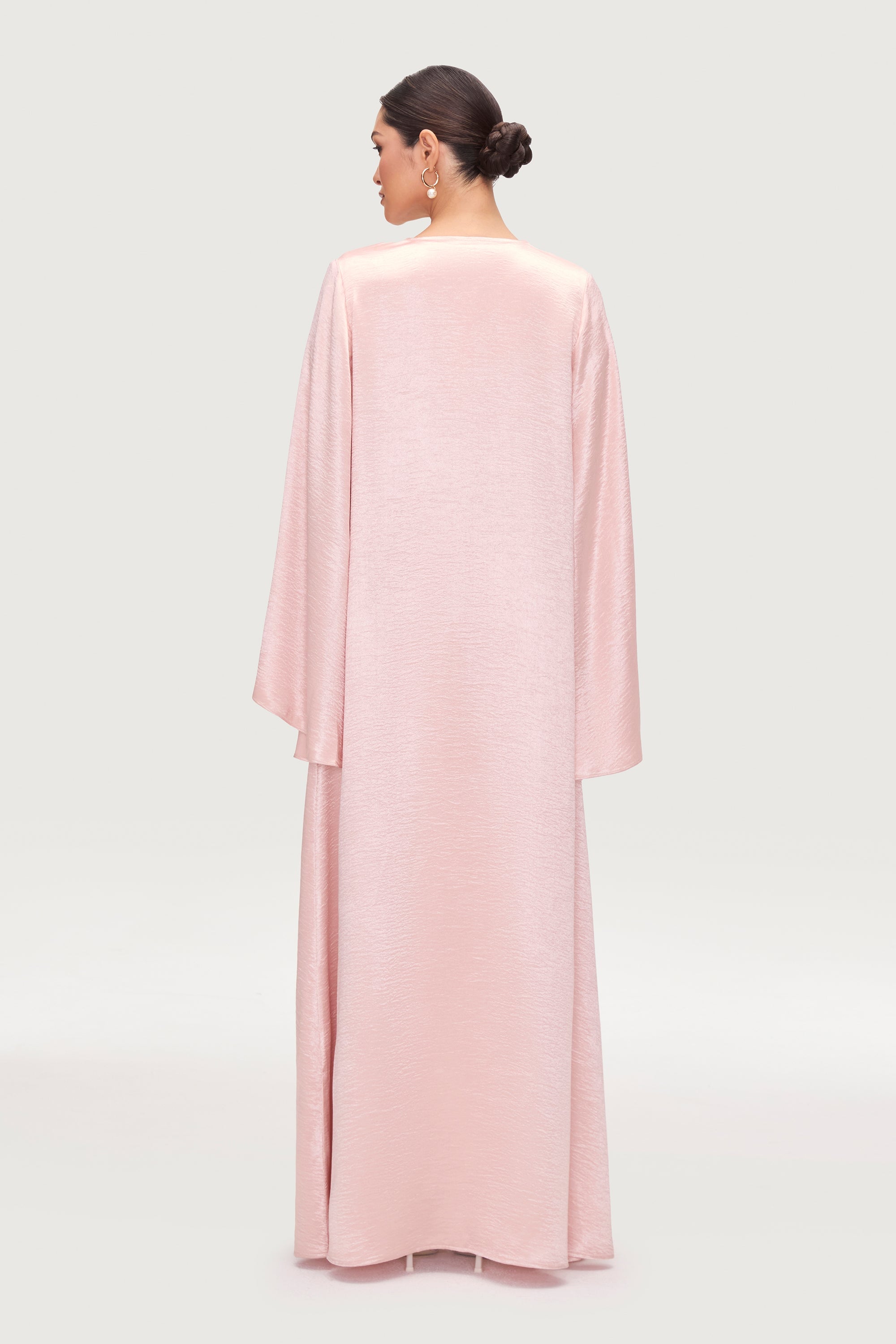 Liana Flare Sleeve Open Abaya - Pink Pearl Abayas Veiled 