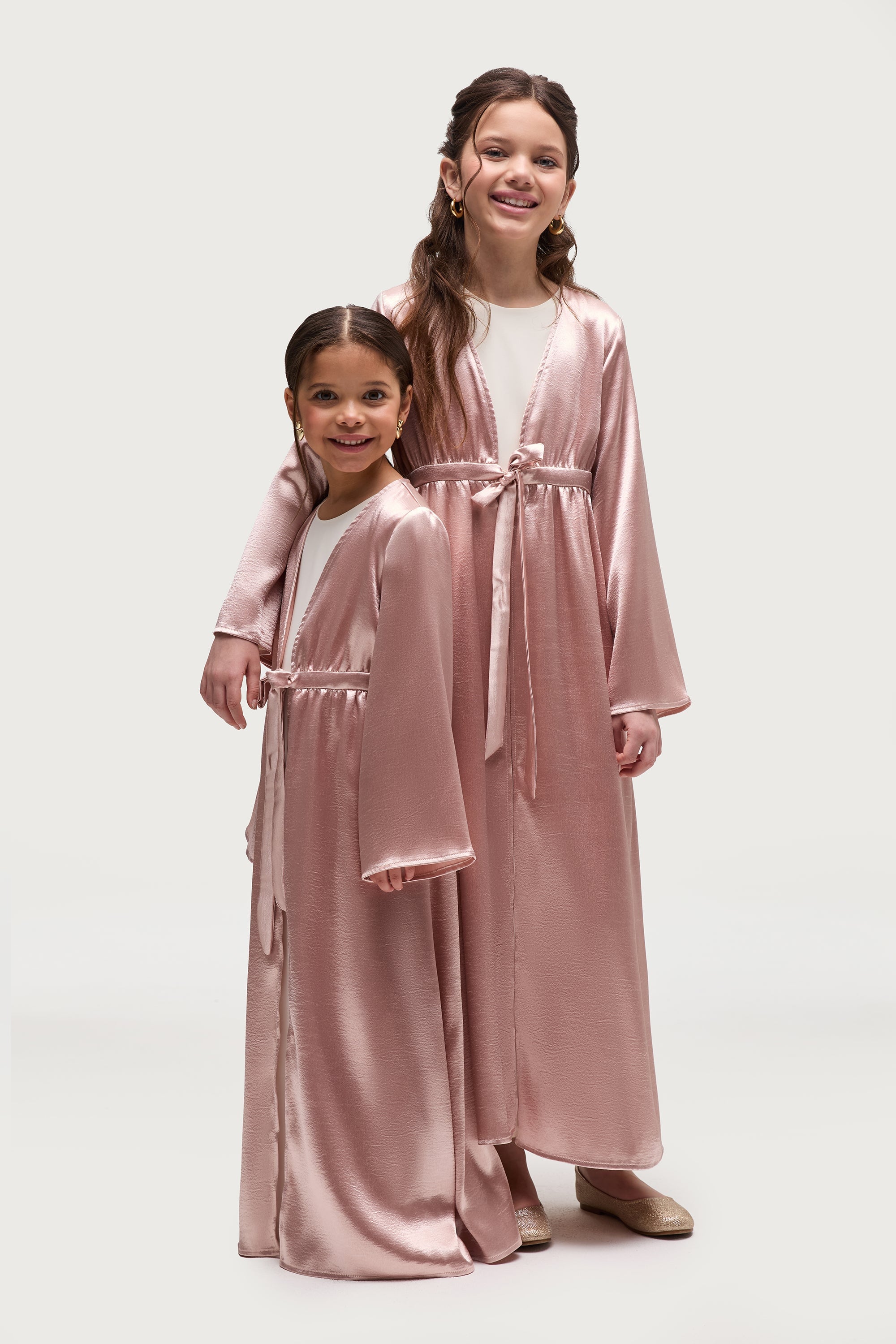 Liana Flare Sleeve Open Abaya - Pink Pearl (Girls) Abayas Veiled 