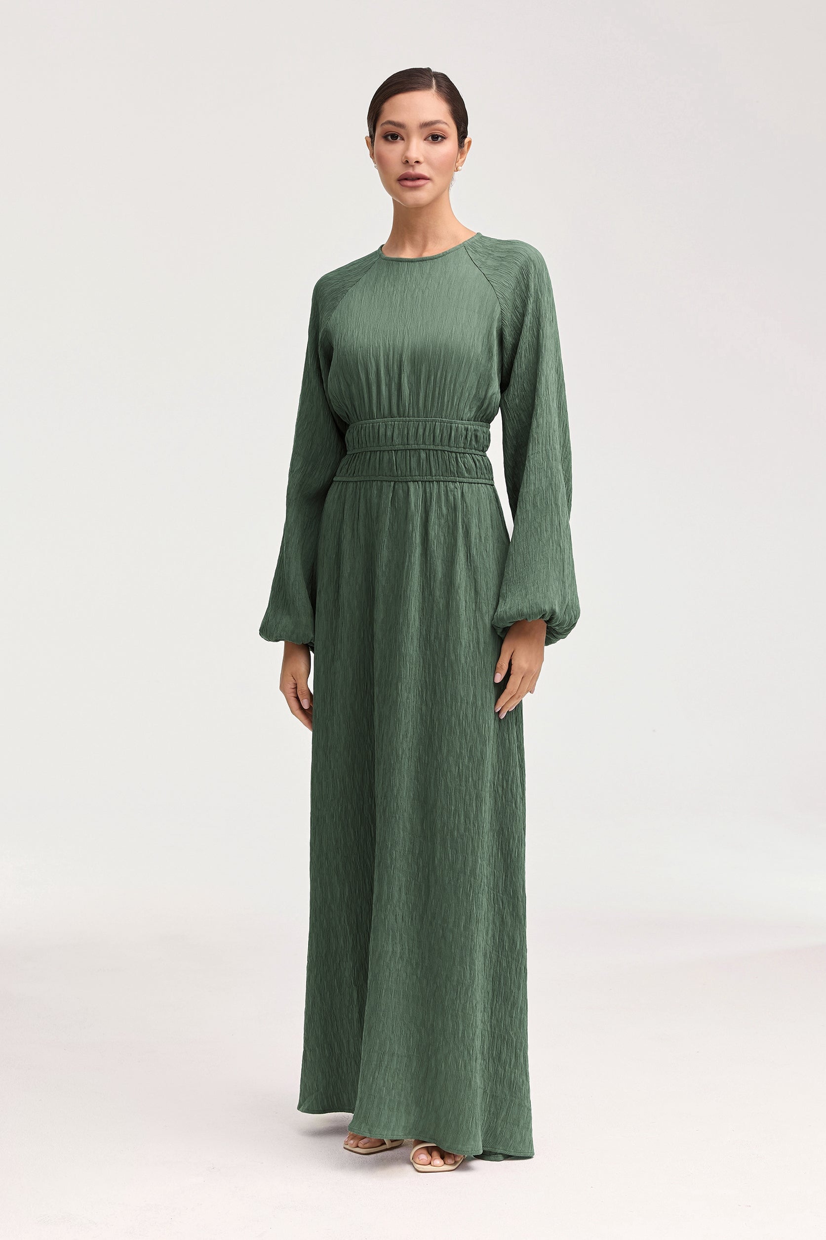 Lilliana Banded Waist Maxi Dress - Sage Clothing Veiled 