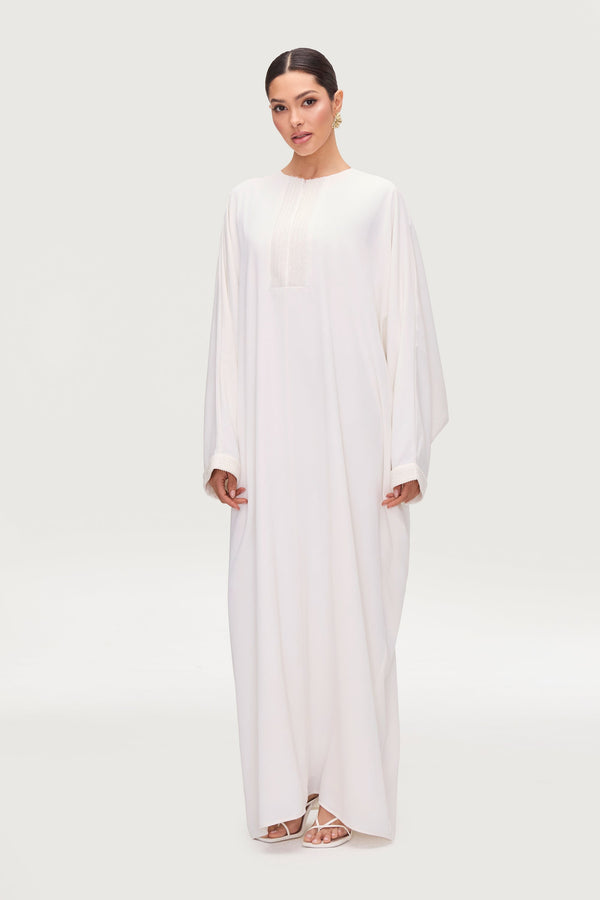 white abaya dress Lina Embellished Abaya
