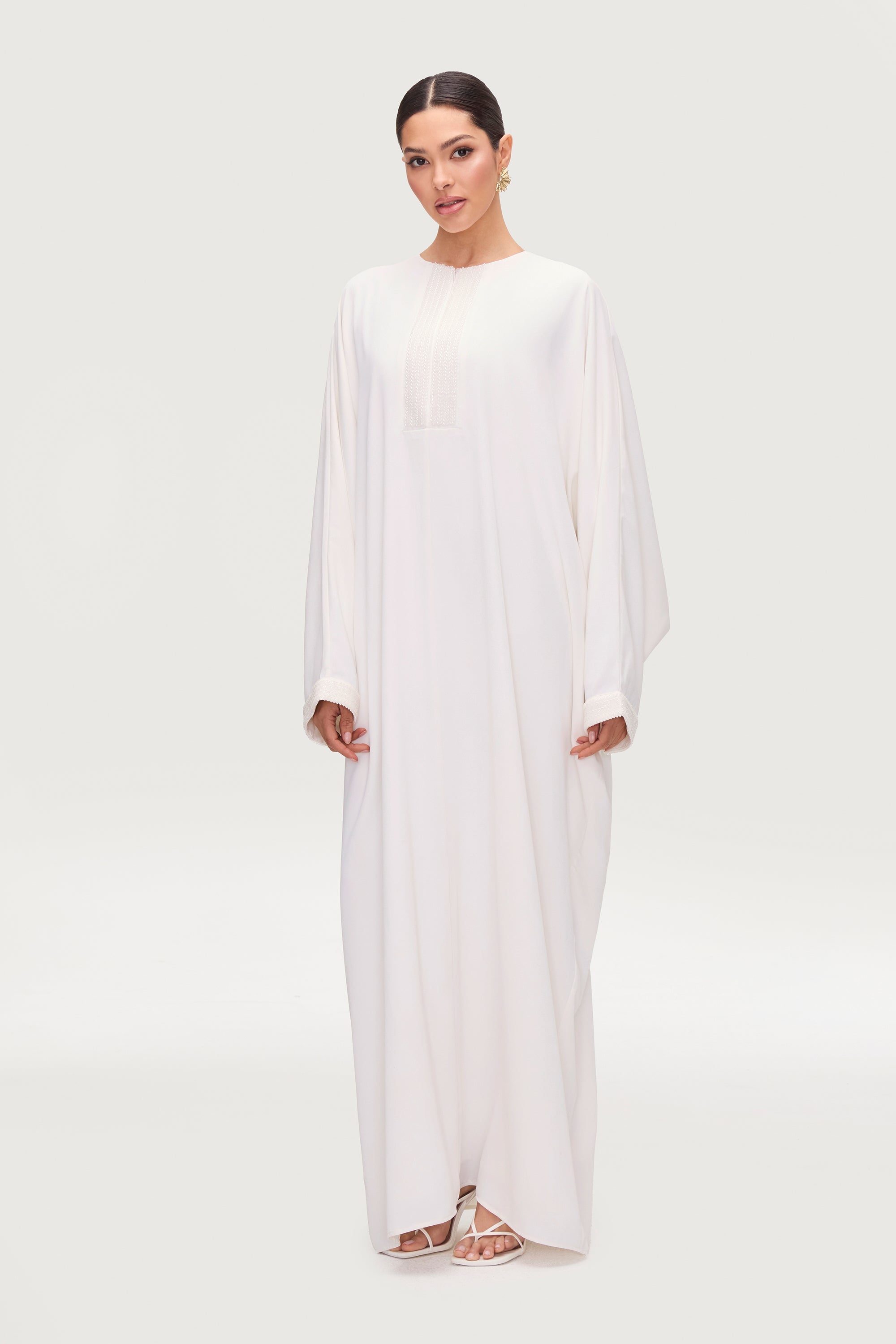 Lina Embellished Abaya - White Abayas Veiled 