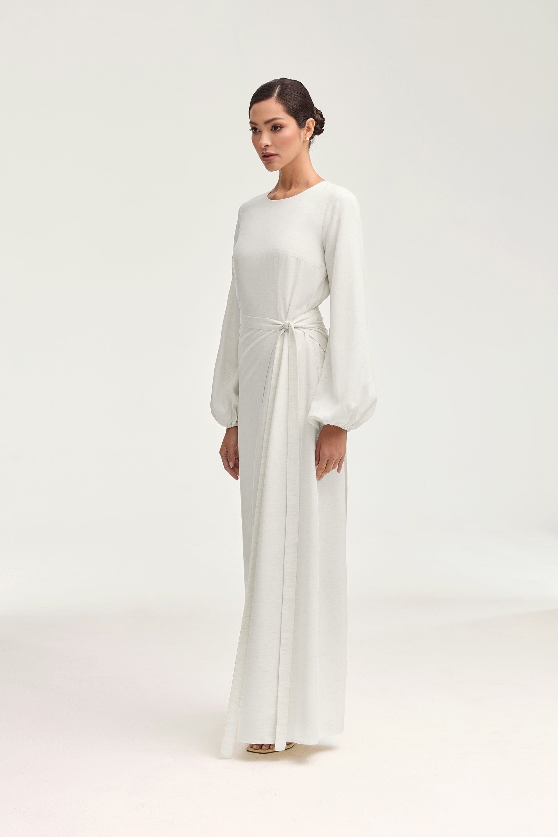 Linen Maxi Dress & Wrap Skirt Set - Off White Clothing epschoolboard 
