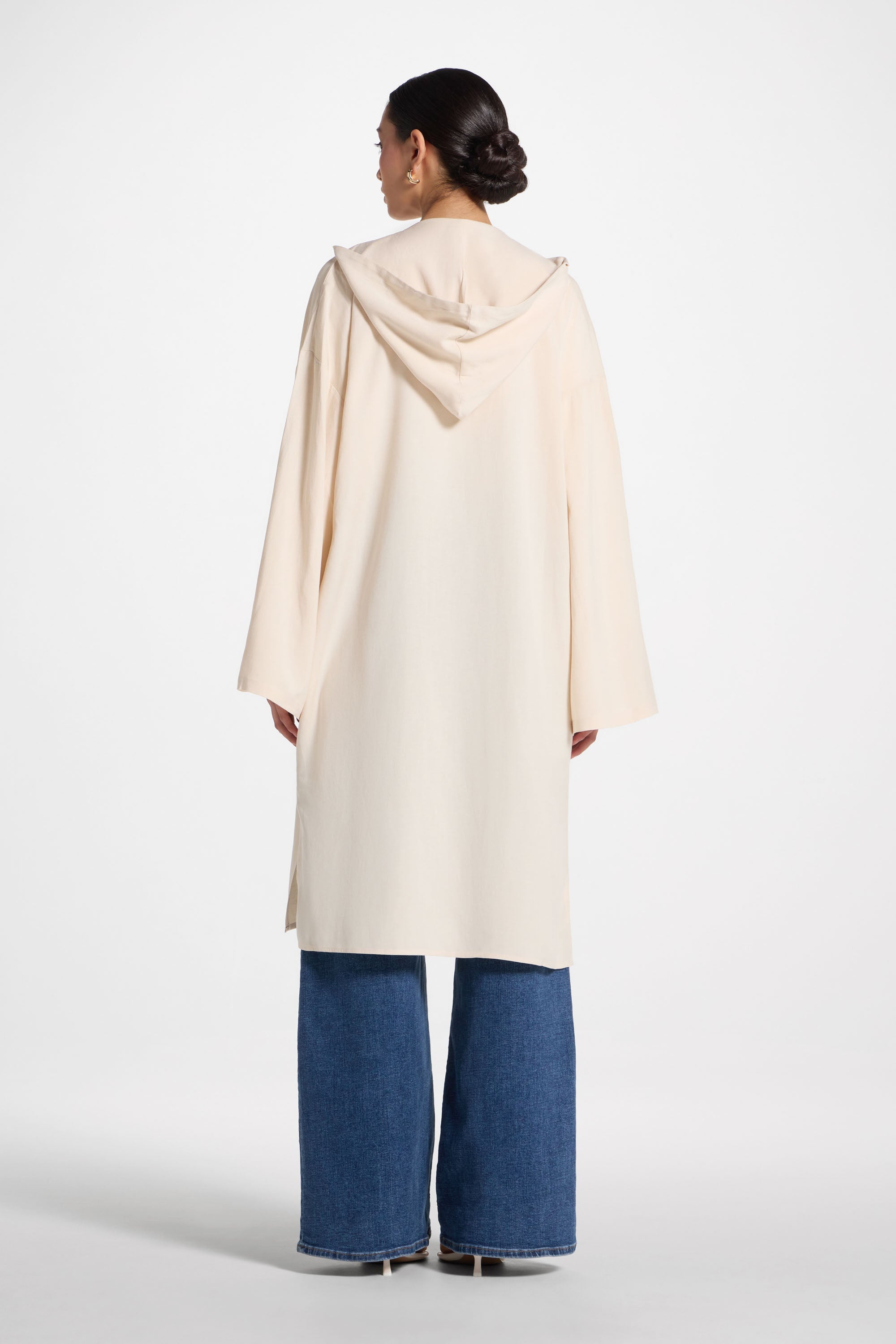 Linen Tie Front Top - Off White Abayas Veiled 