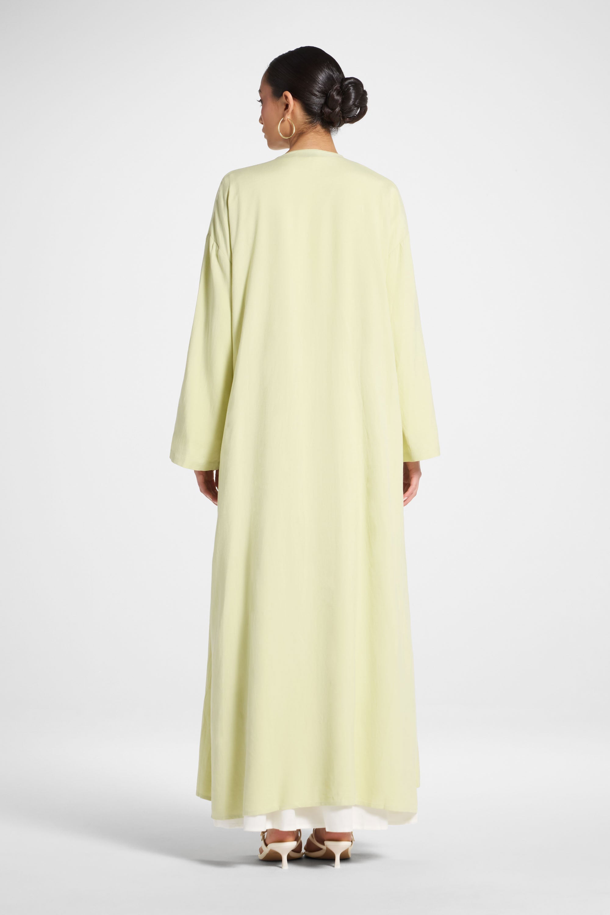 Linen Wrap Abaya Dress - Soft Lime Abayas Veiled 