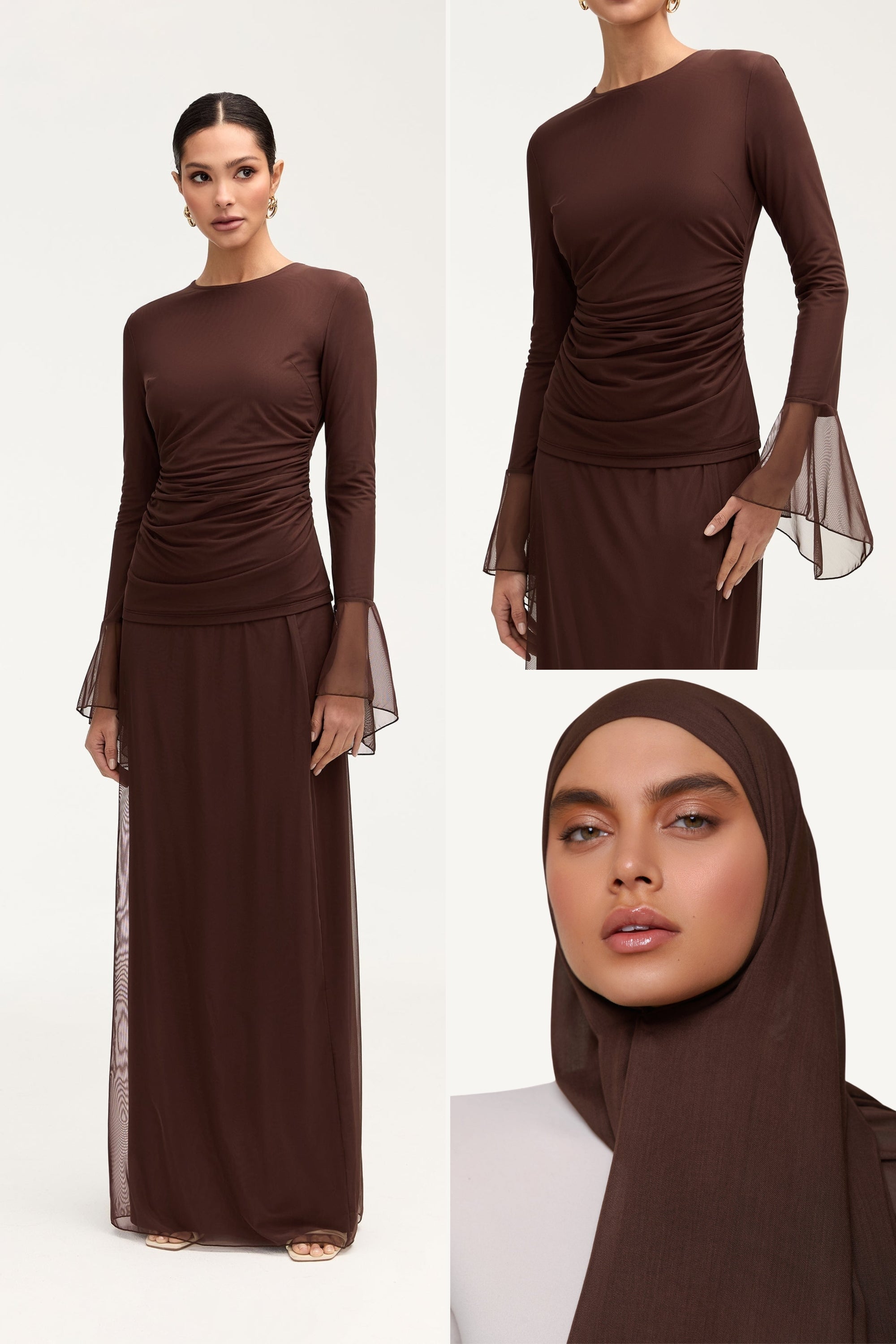 Lolita Mesh Top, Skirt & Hijab in Espresso Bundle Set Veiled 