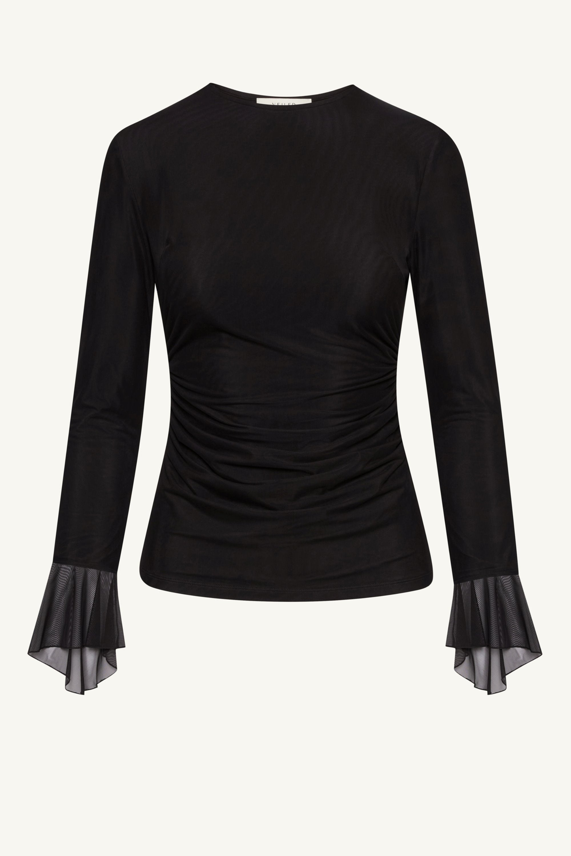Lolita Rouched Mesh Top - Black Clothing Veiled 