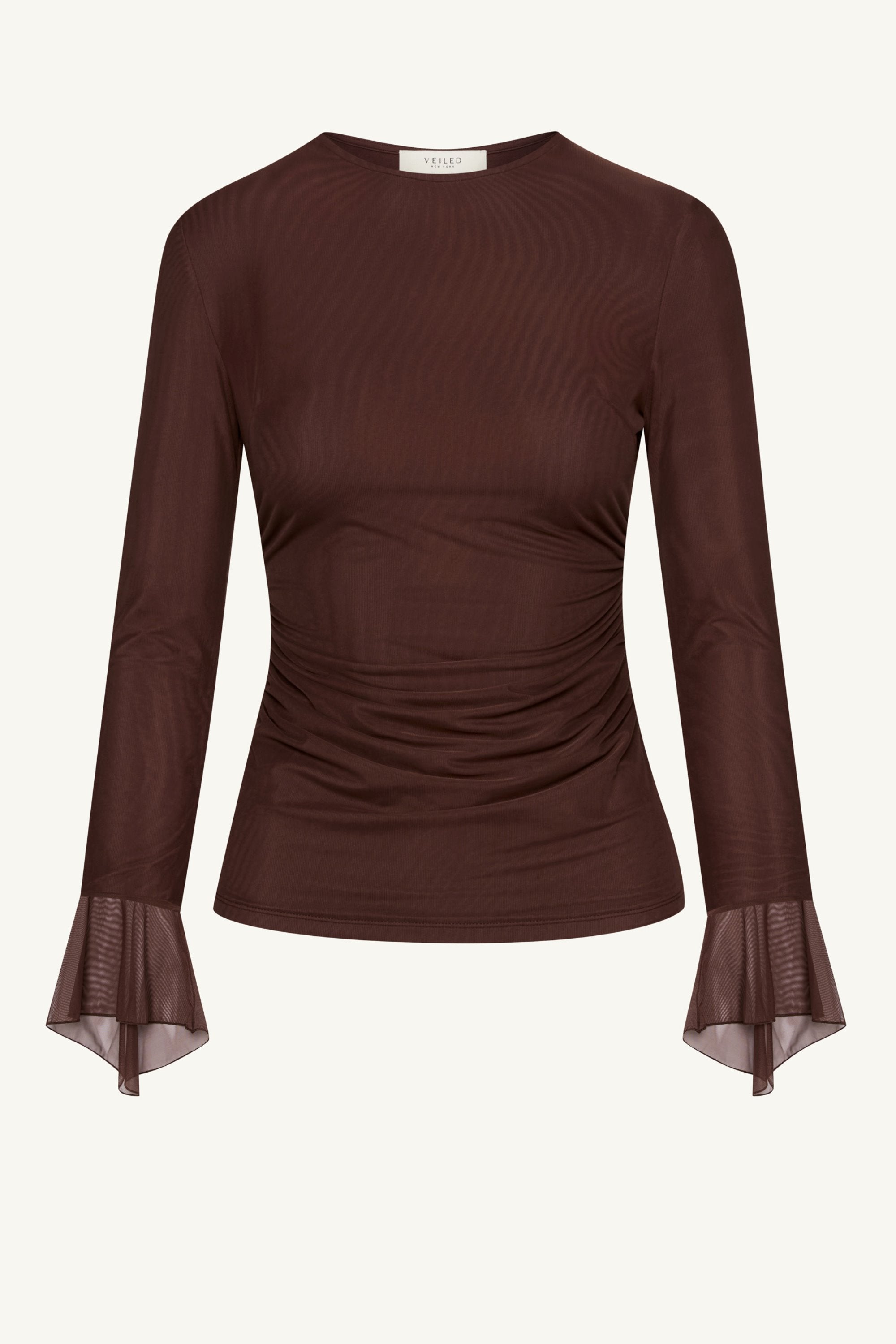 Lolita Rouched Mesh Top - Espresso Clothing epschoolboard 