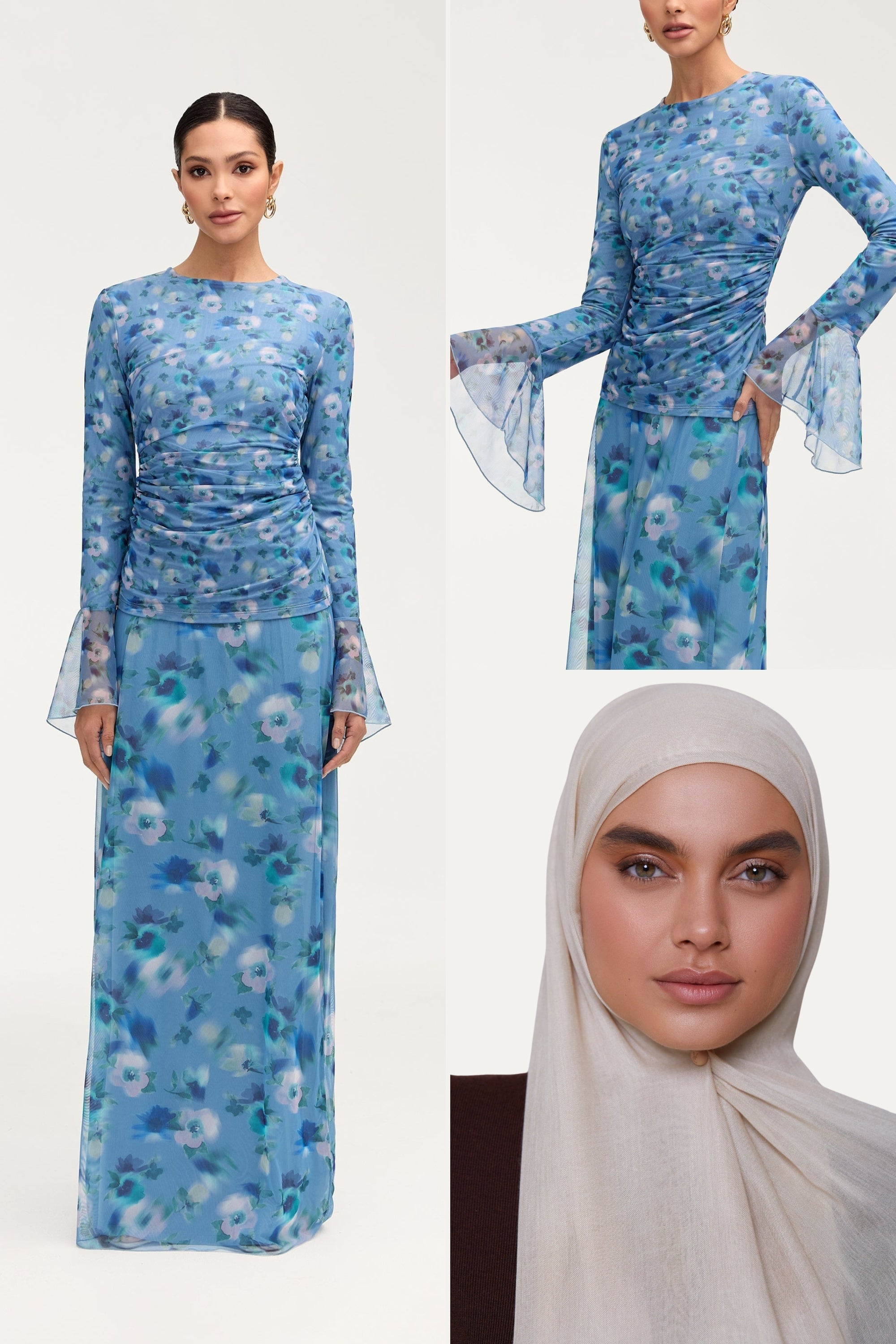 Lolita Top, Skirt & Hijab in Floral Bundle Set Veiled 