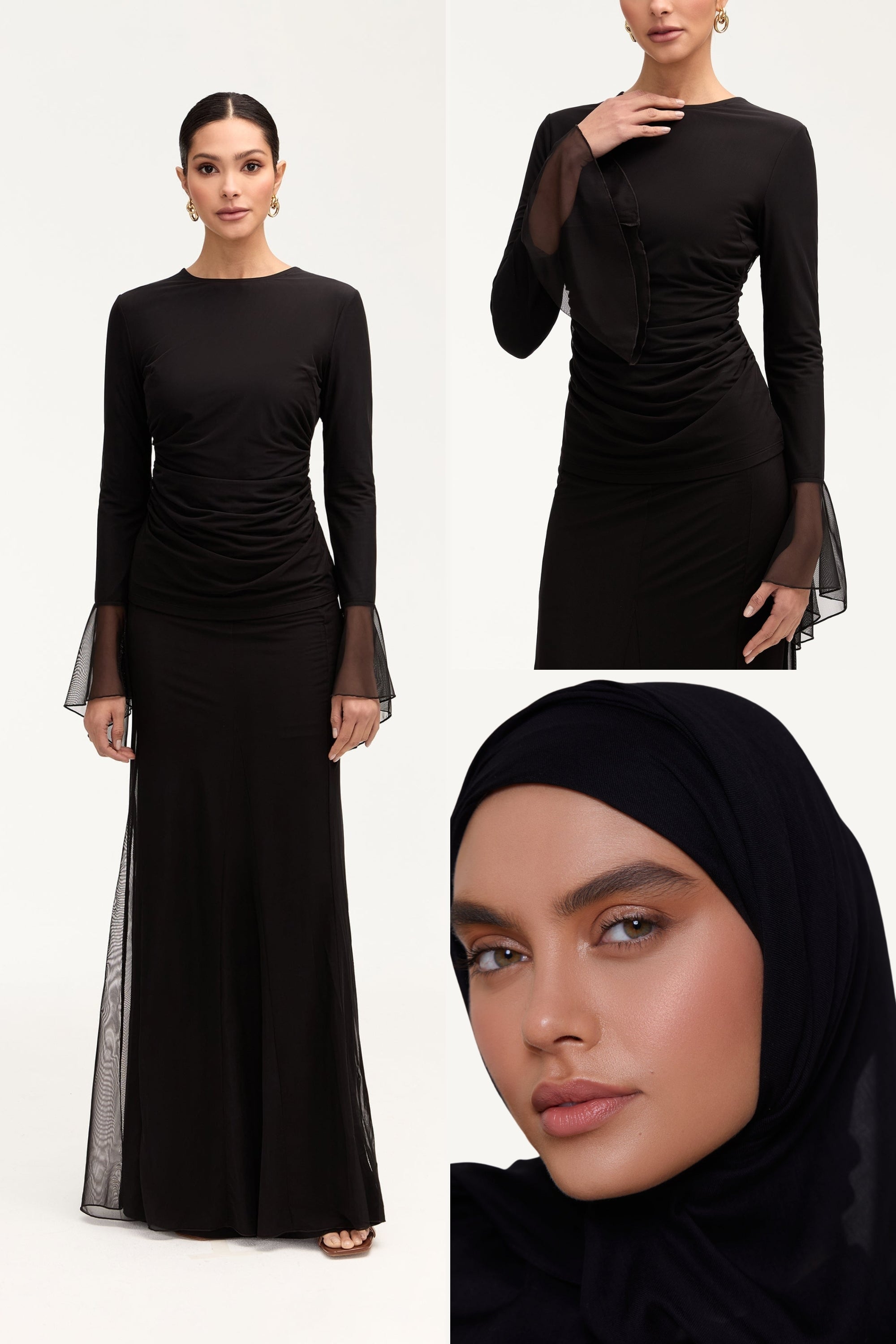 Lolita Top, Skirt & Matching Hijab in Black Bundle Set Veiled 