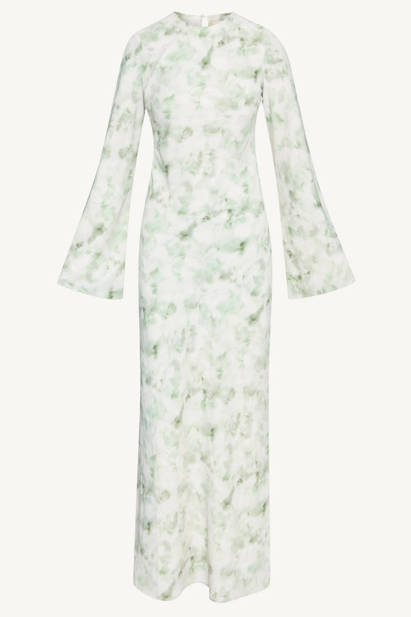 Lujain Printed Maxi Dress - Sage Watercolor Dresses Veiled 