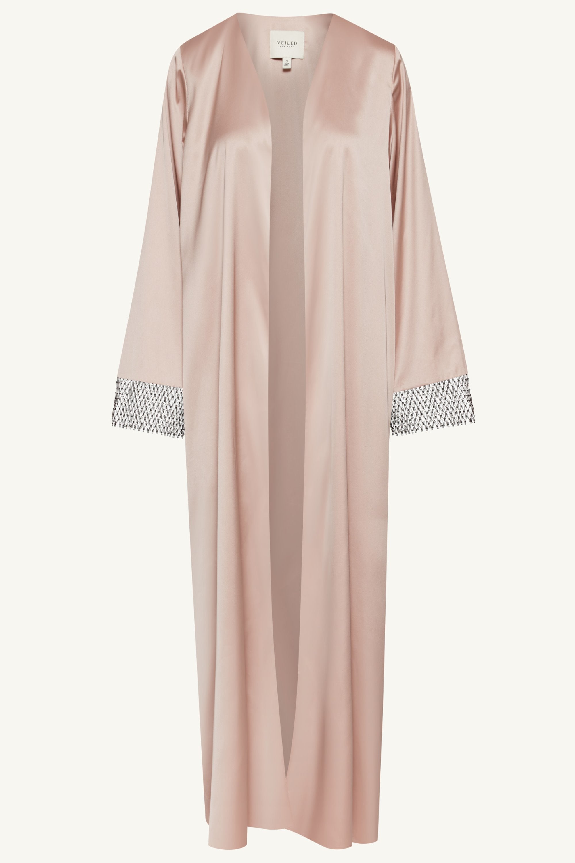 Lyana Crystal Mesh Satin Abaya - Pink Jasmine Clothing Veiled 