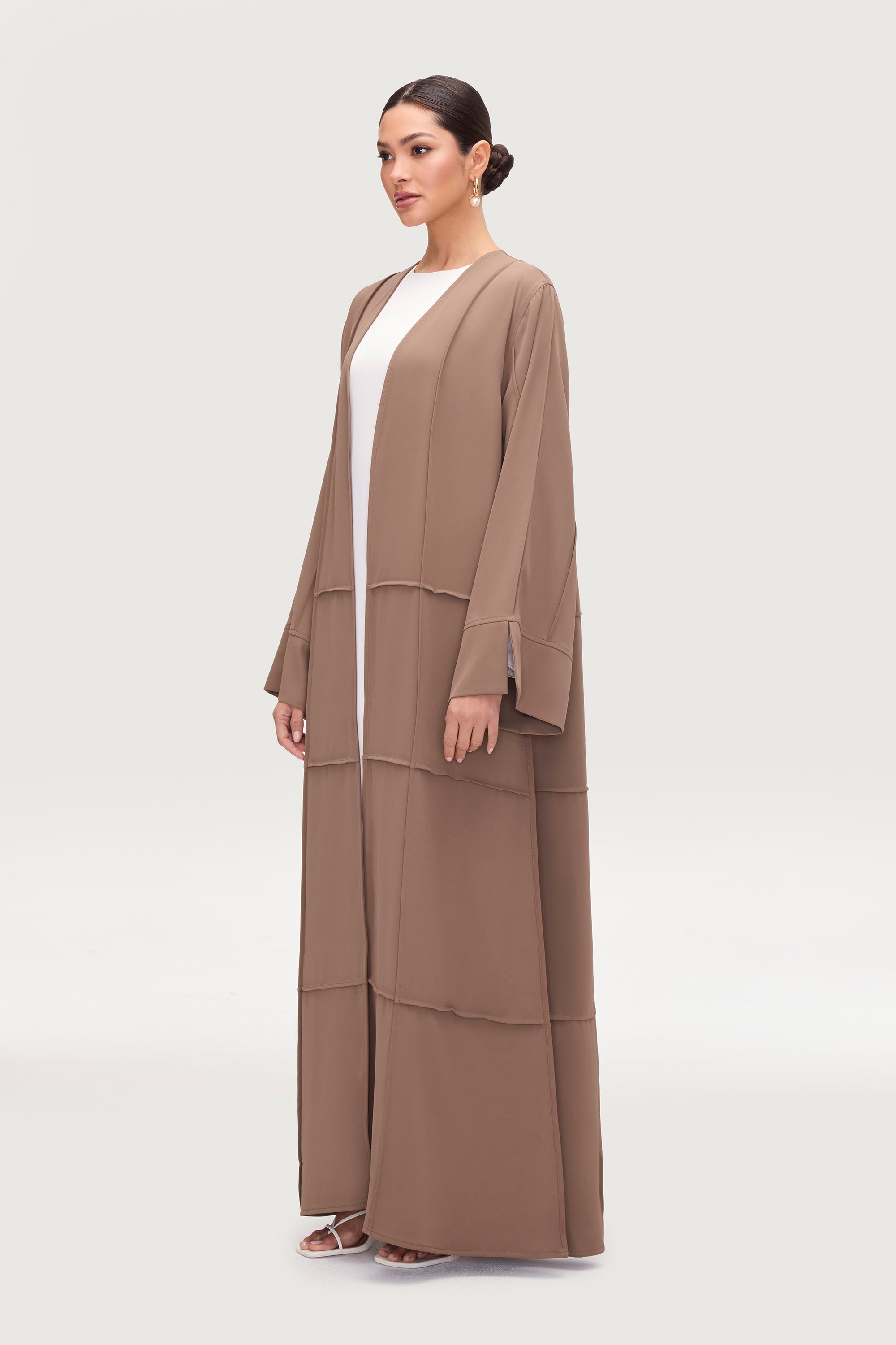 Lylah Everyday Open Abaya - Truffle Abayas Veiled 