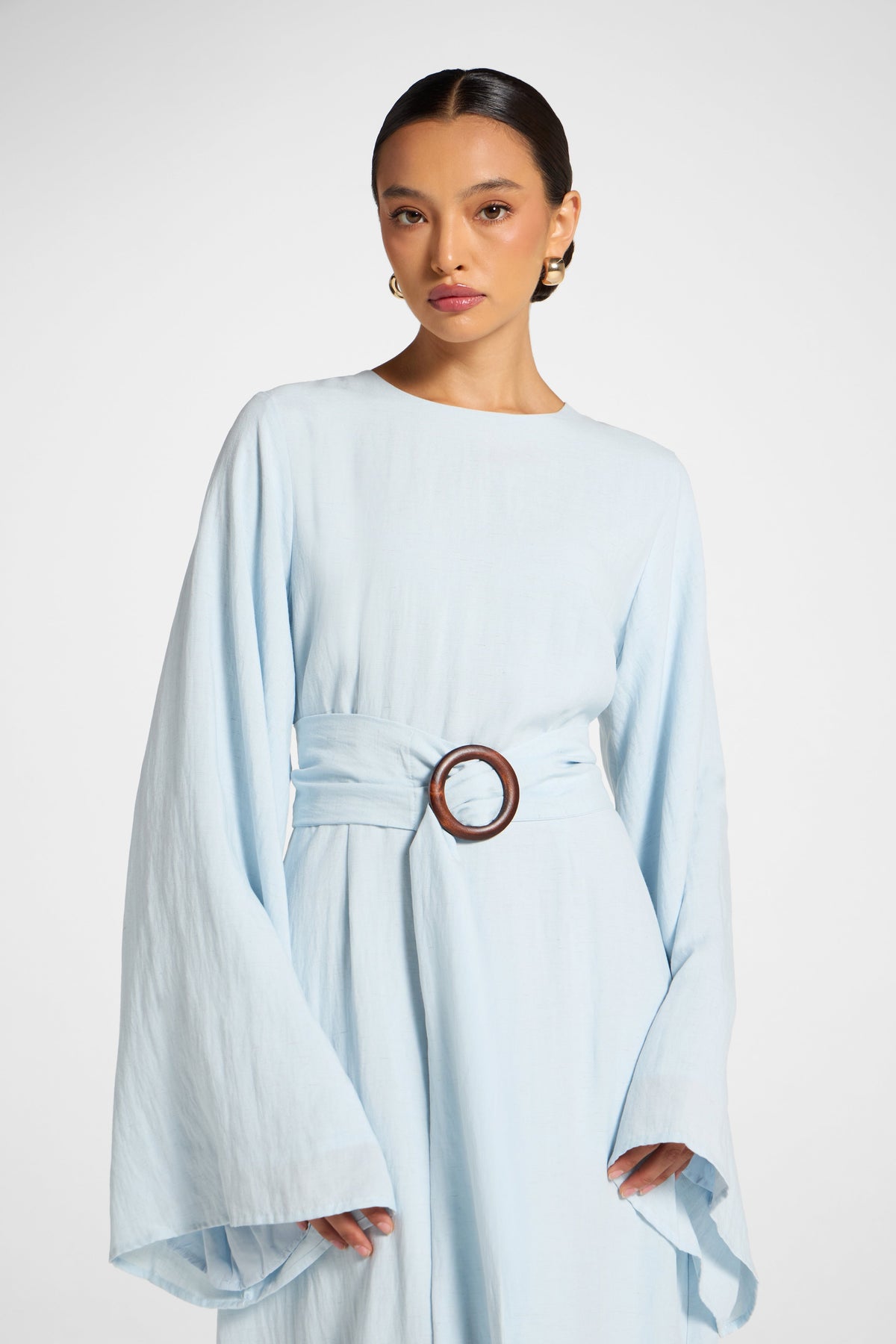 Lyocell Linen Maxi Dress - Baby Blue Dress Veiled 
