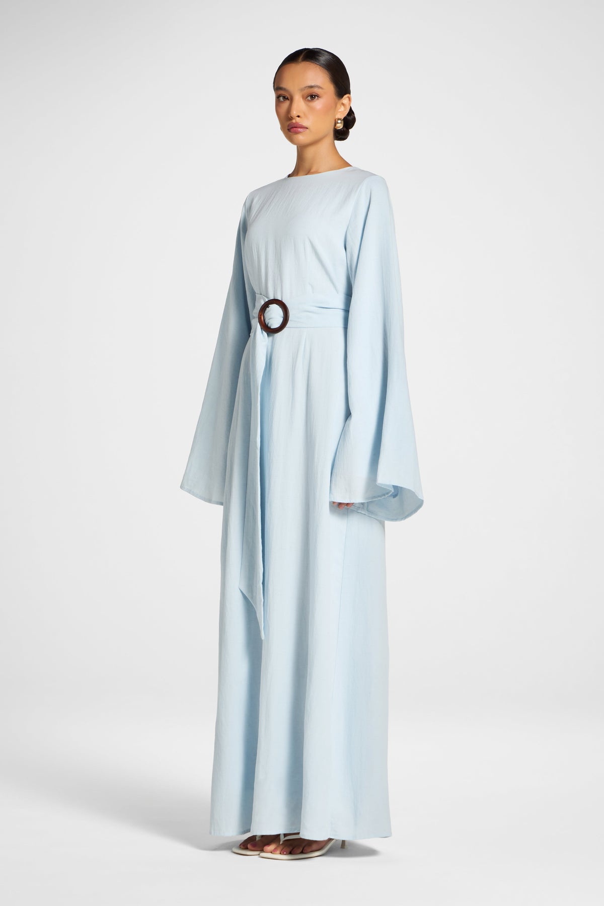Lyocell Linen Maxi Dress - Baby Blue Dress Veiled 