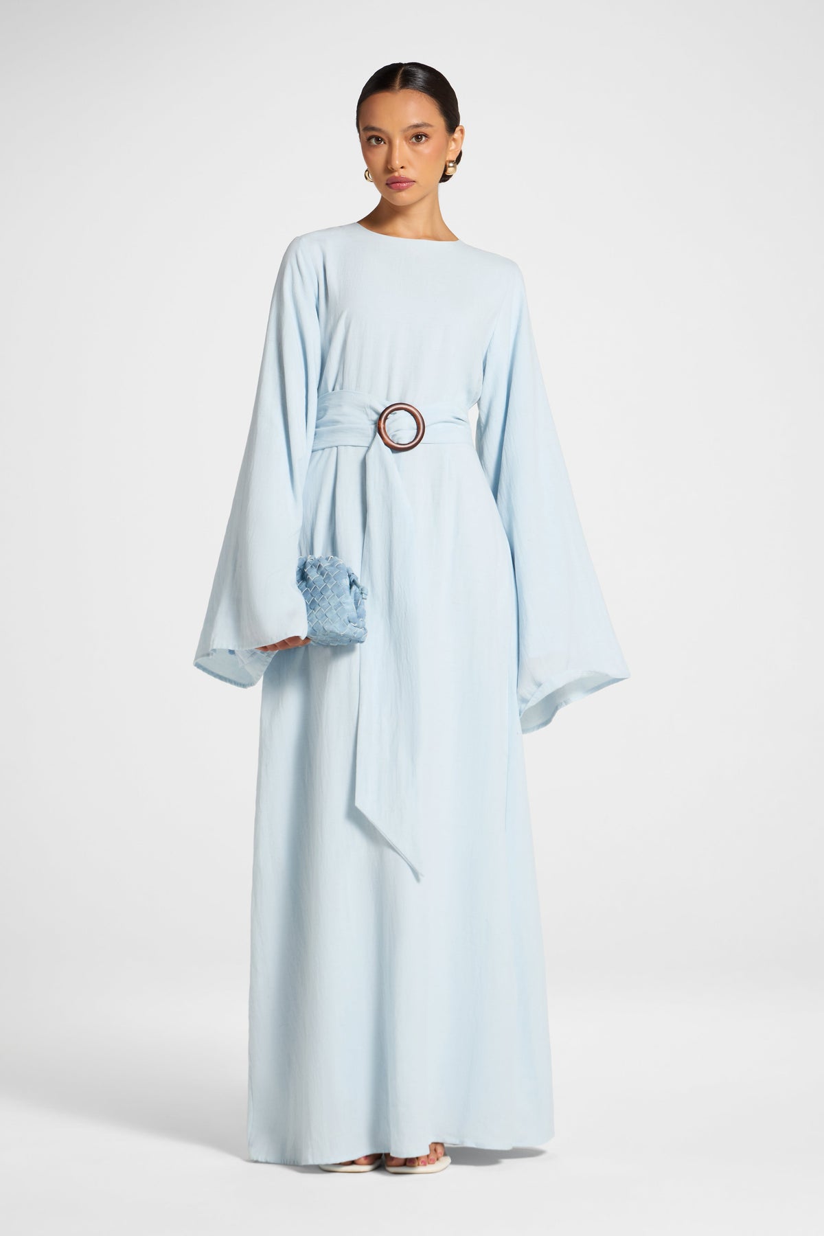 Lyocell Linen Maxi Dress - Baby Blue Dress Veiled 