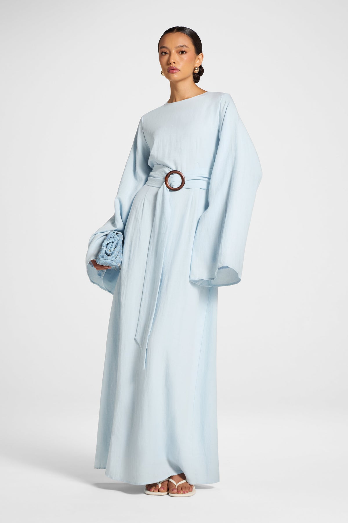 Lyocell Linen Maxi Dress - Baby Blue Dress Veiled 