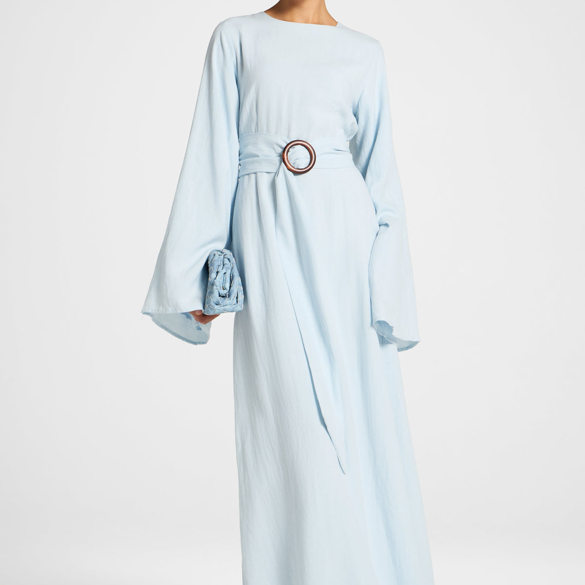 baby blue linen dress Lyocell Maxi - Gown