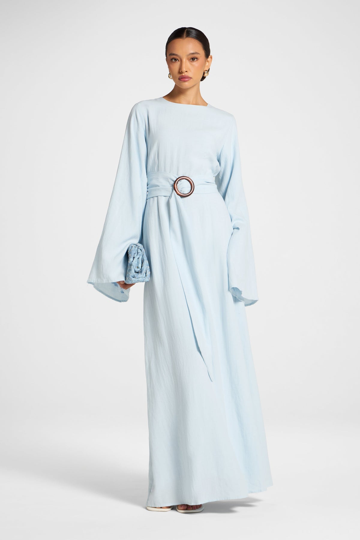 Lyocell Linen Maxi Dress - Baby Blue Dress Veiled 