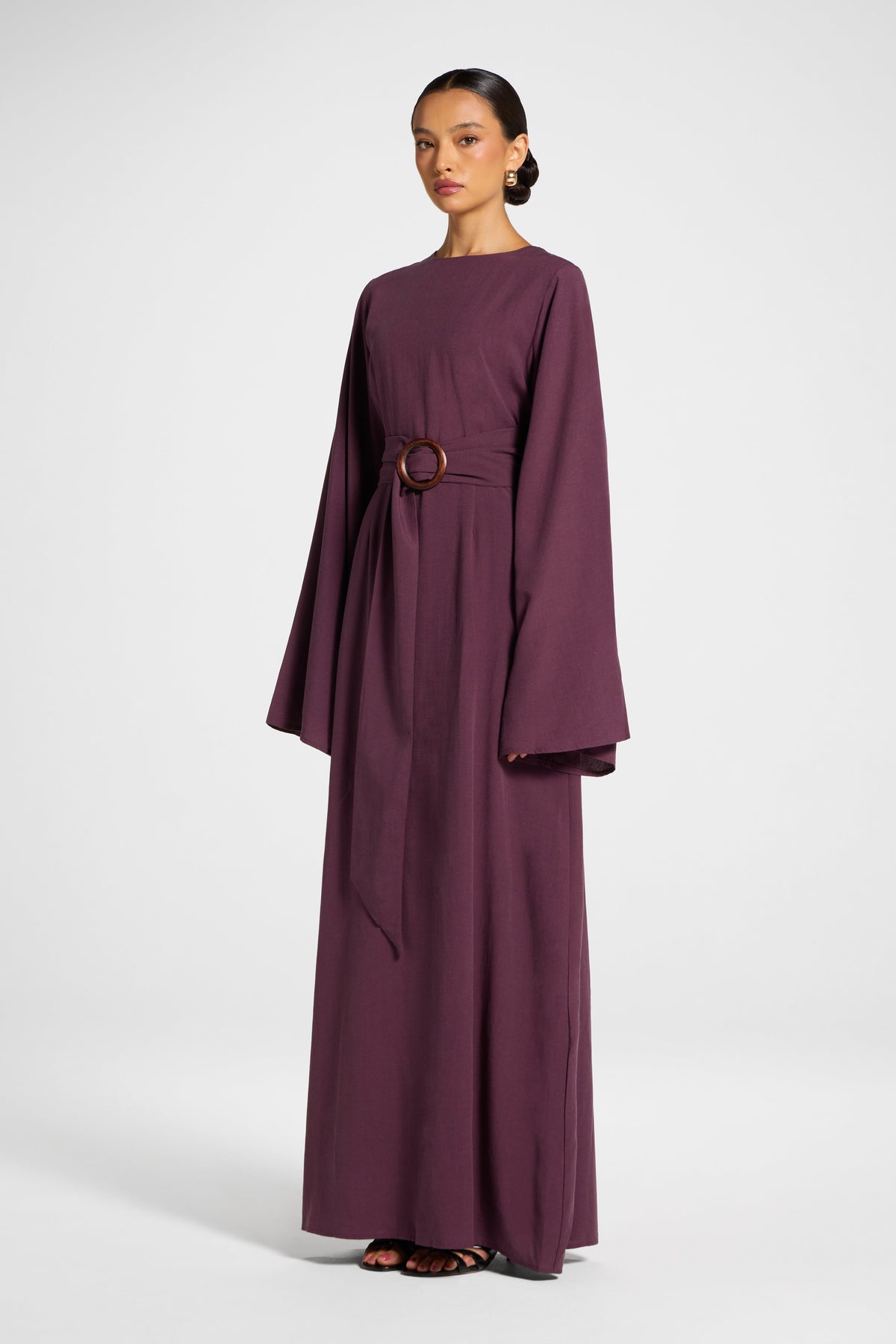 Lyocell Linen Maxi Dress - Black Plum Dress Veiled 
