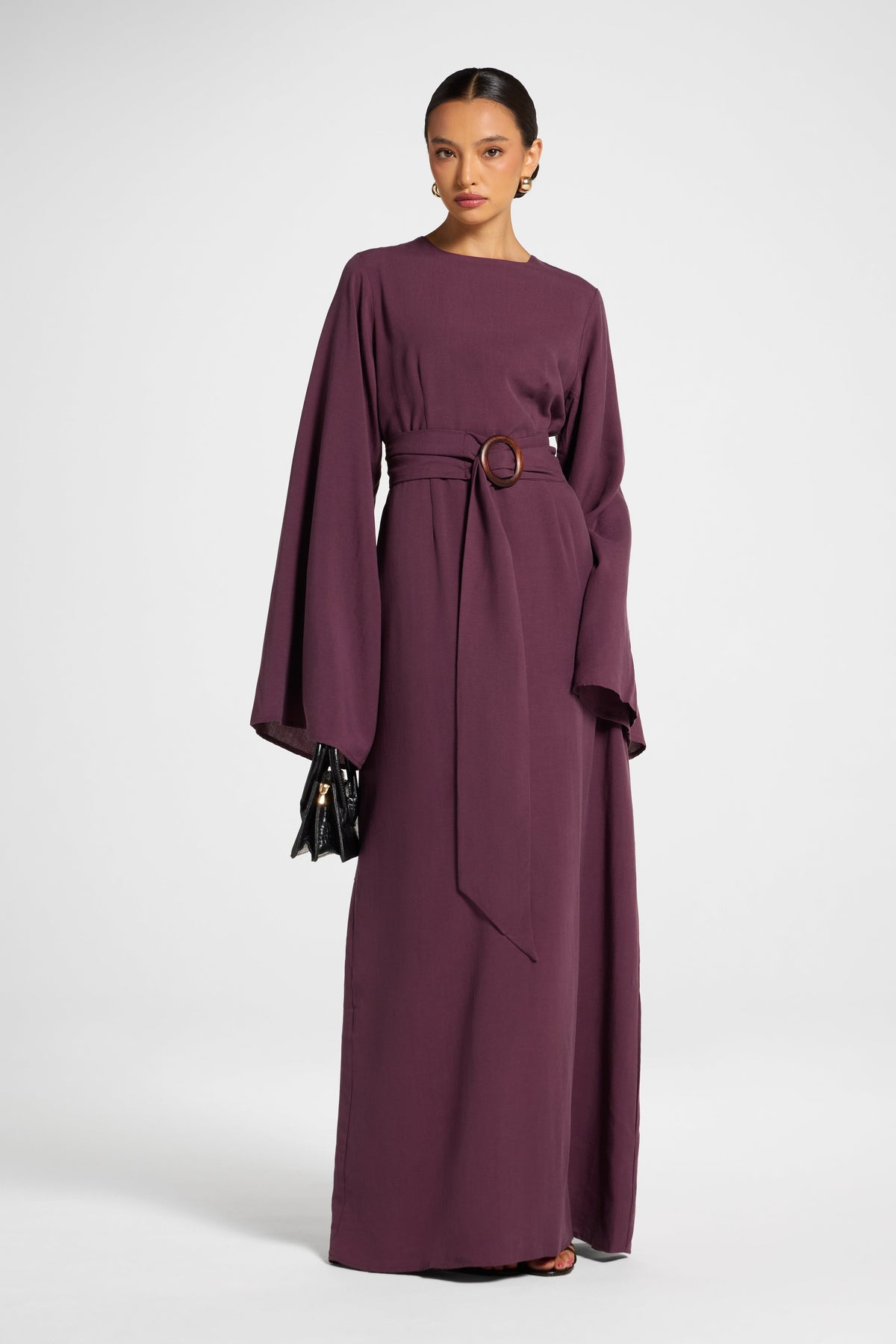 Lyocell Linen Maxi Dress - Black Plum Dress Veiled 