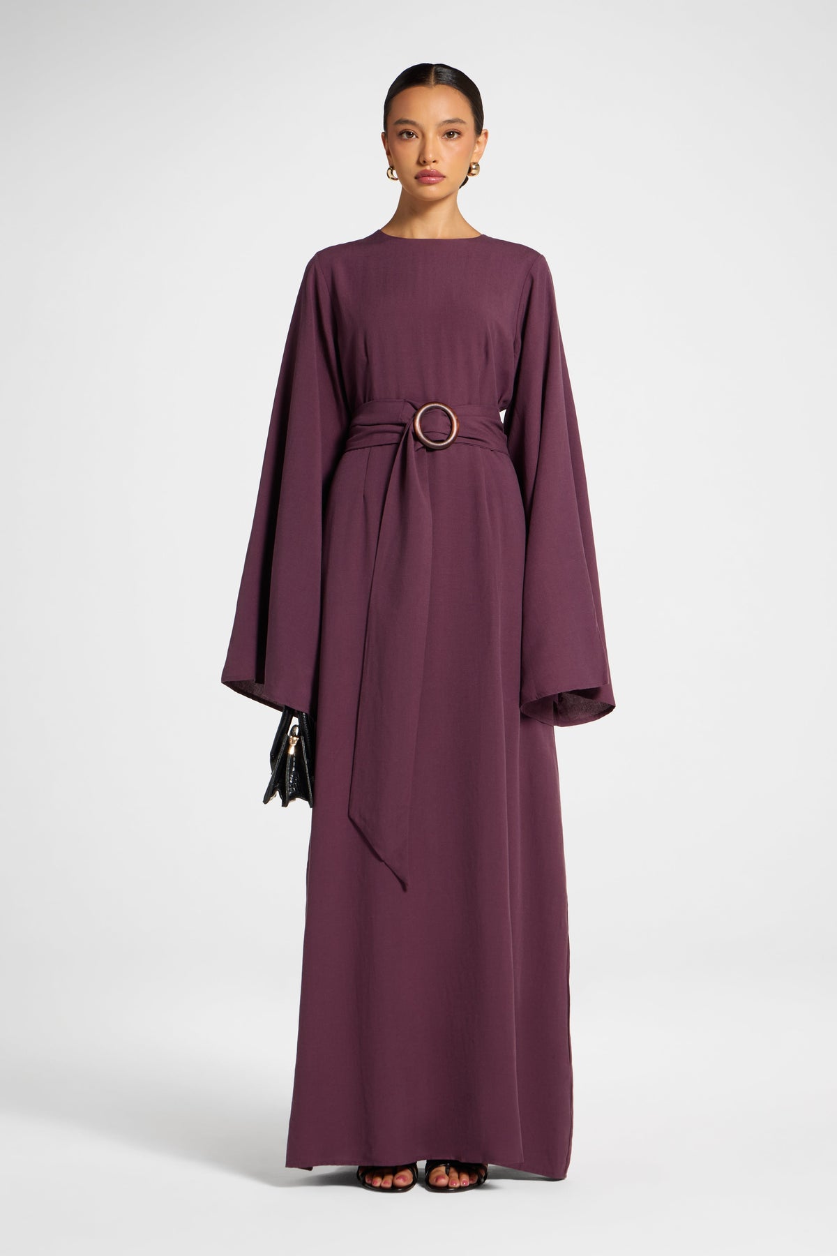 Lyocell Linen Maxi Dress - Black Plum Dress Veiled 