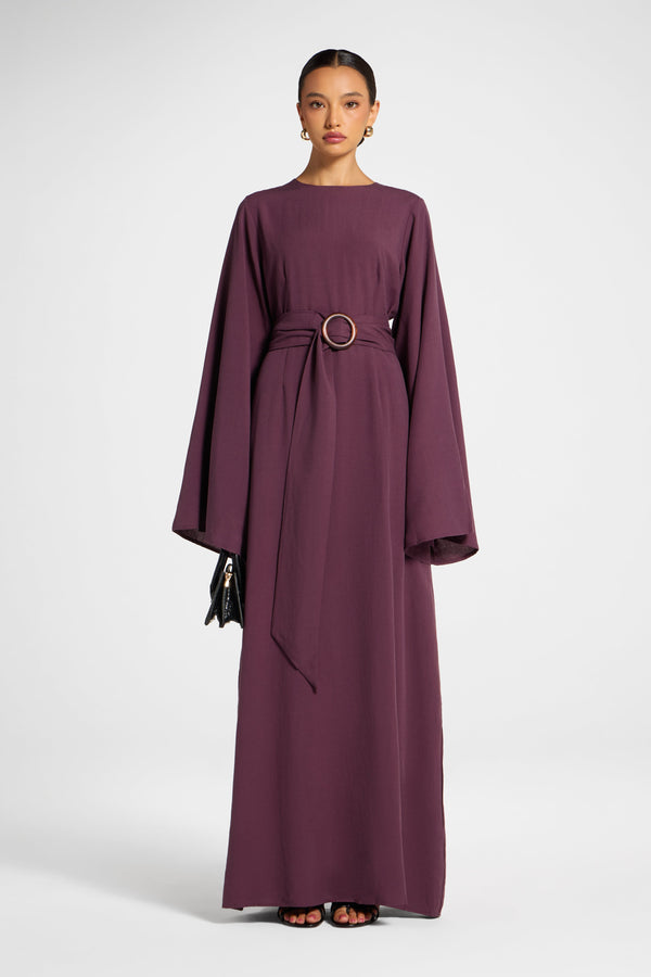 Lyocell Linen Maxi Dress - Black Plum Dress Veiled 