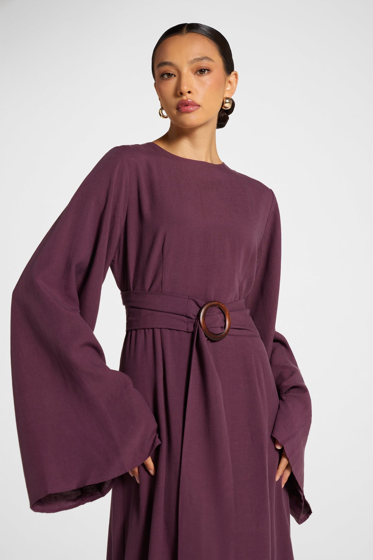 Lyocell Linen Maxi Dress - Black Plum Dress Veiled 
