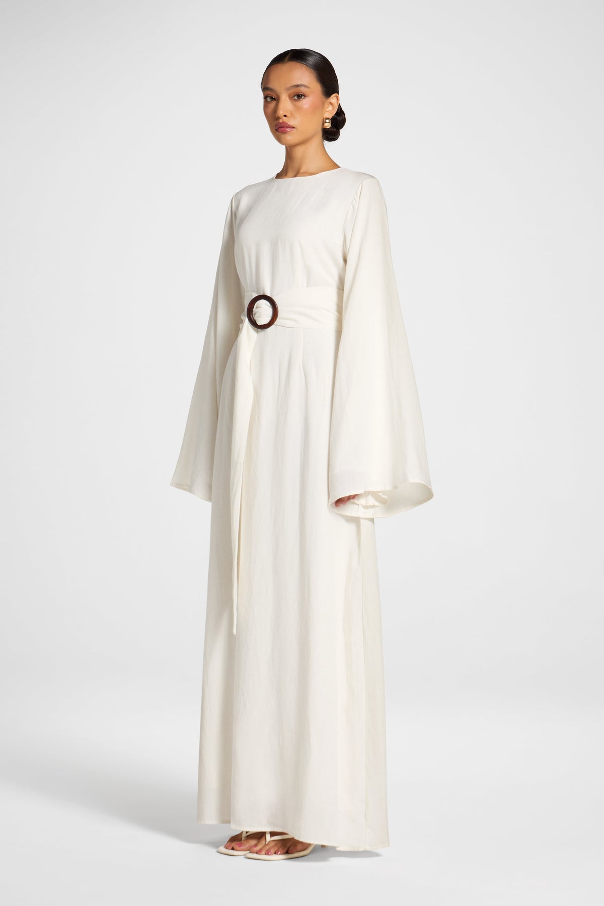 Lyocell Linen Maxi Dress - Heathered White Dress Veiled 