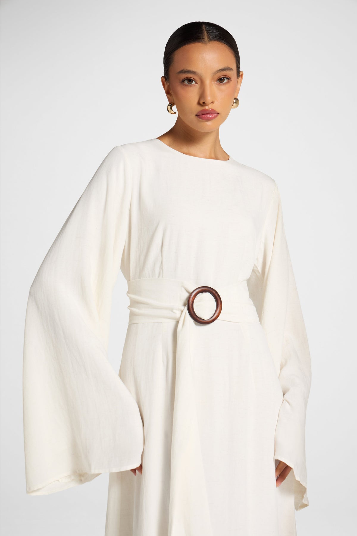 Lyocell Linen Maxi Dress - Heathered White Dress Veiled 