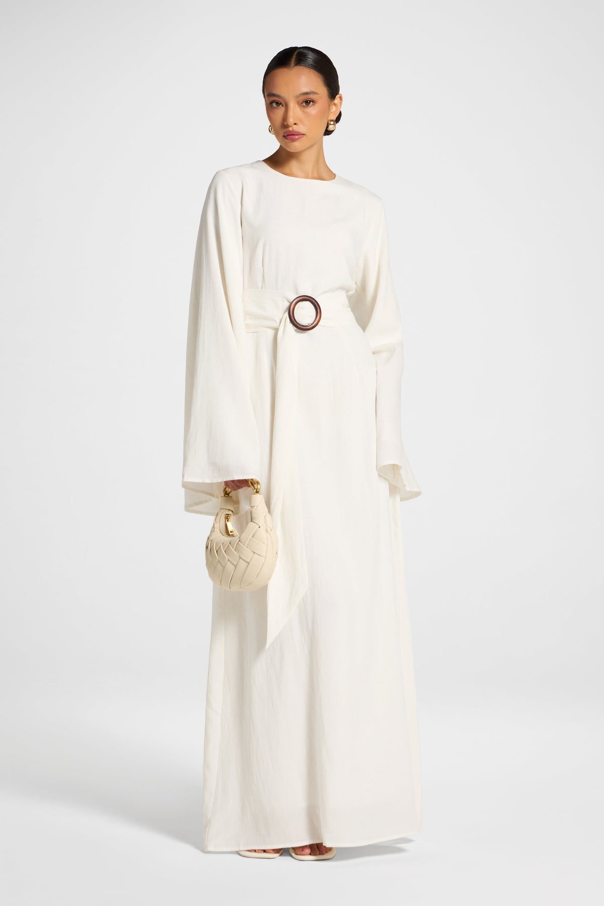 Lyocell Linen Maxi Dress - Heathered White Dress Veiled 
