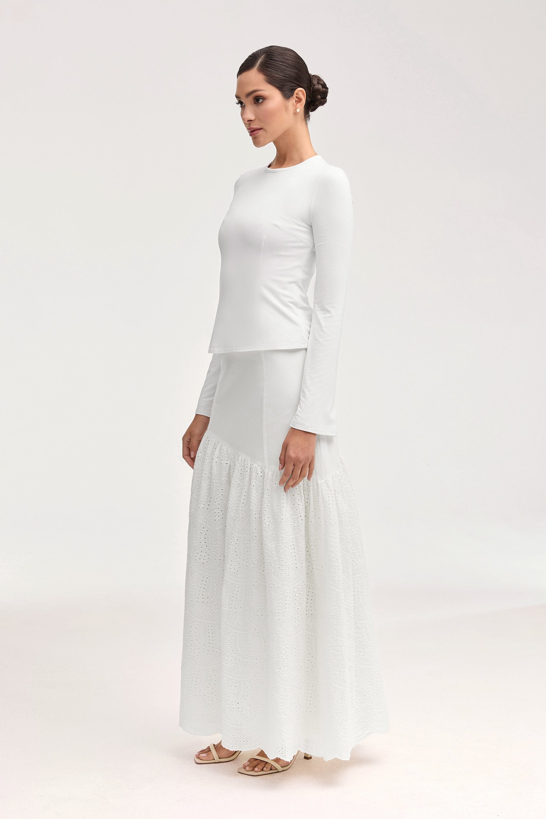 Madelyn White Eyelet Maxi Skirt