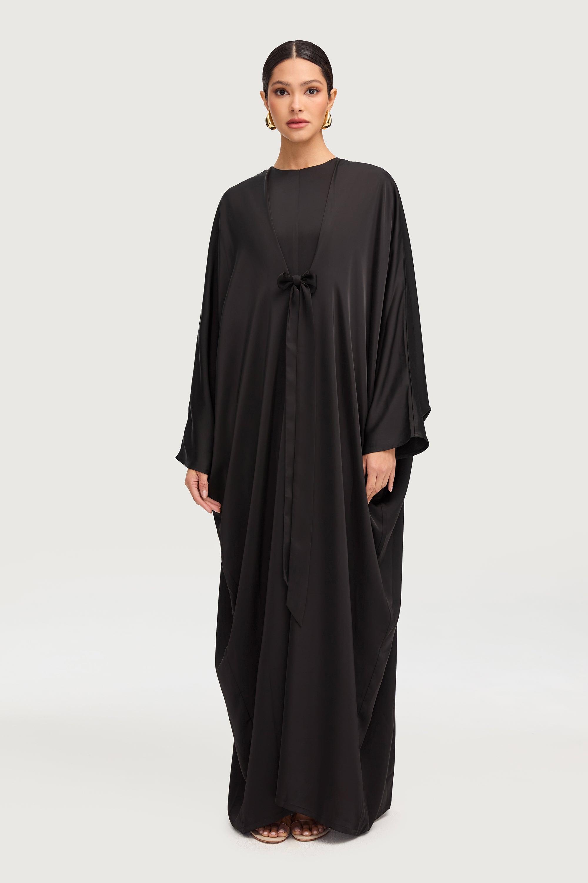 Maha Tie Front Kaftan - Black Abayas Veiled 