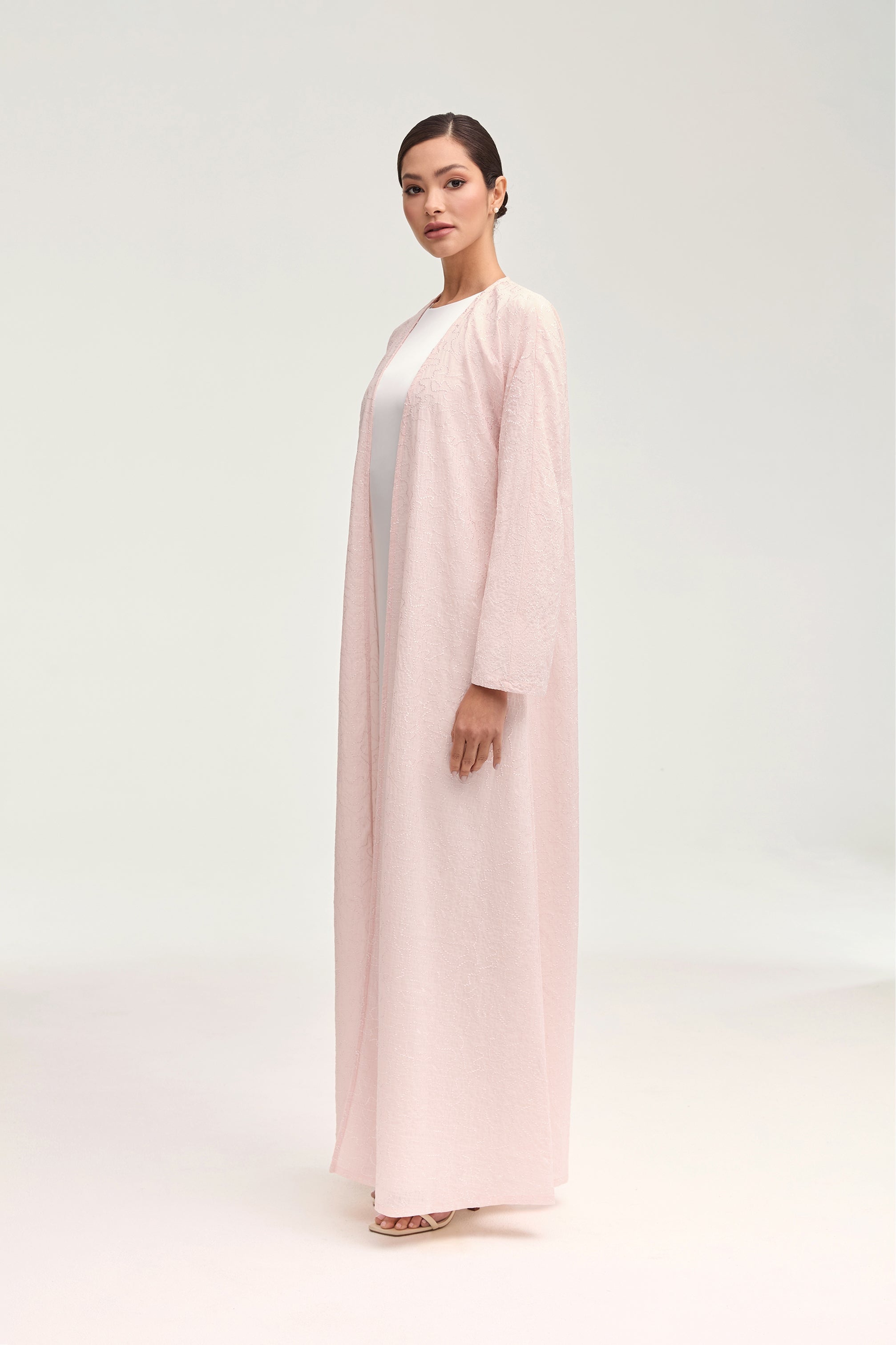 Malak Embroidered Open Abaya - Dusty Pink Clothing epschoolboard 